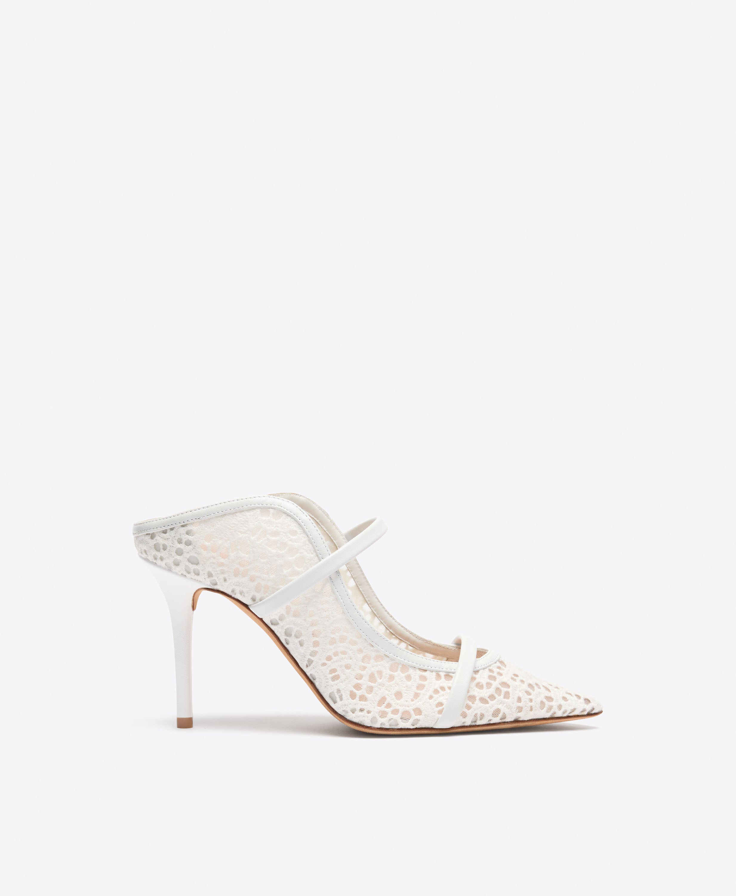 Maureen 85 Broderie Mesh Heeled Mules