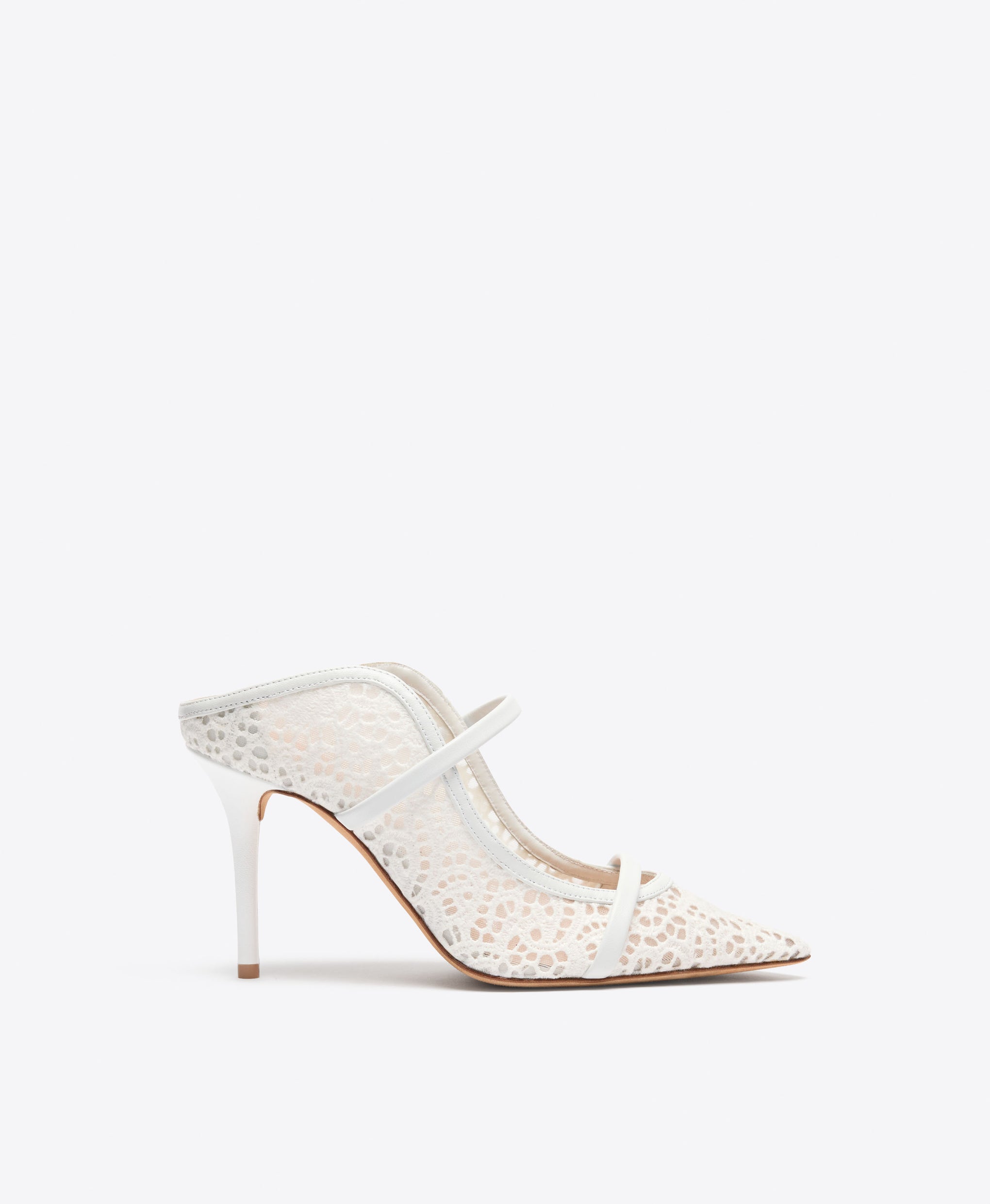 Maureen 85 White Broderie Lace Mules Bridal Malone Souliers