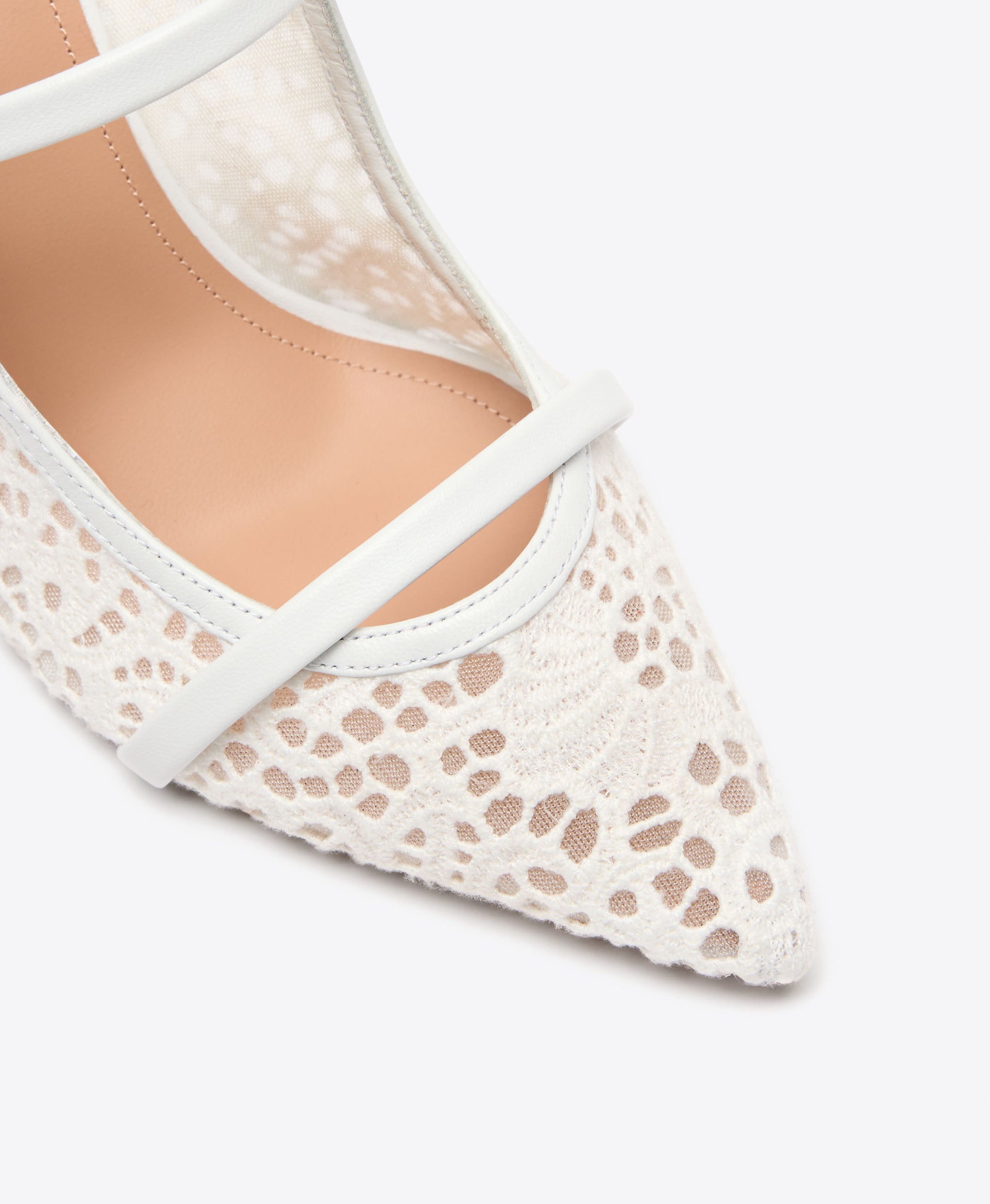 Maureen 85 White Broderie Lace Mules Bridal Malone Souliers