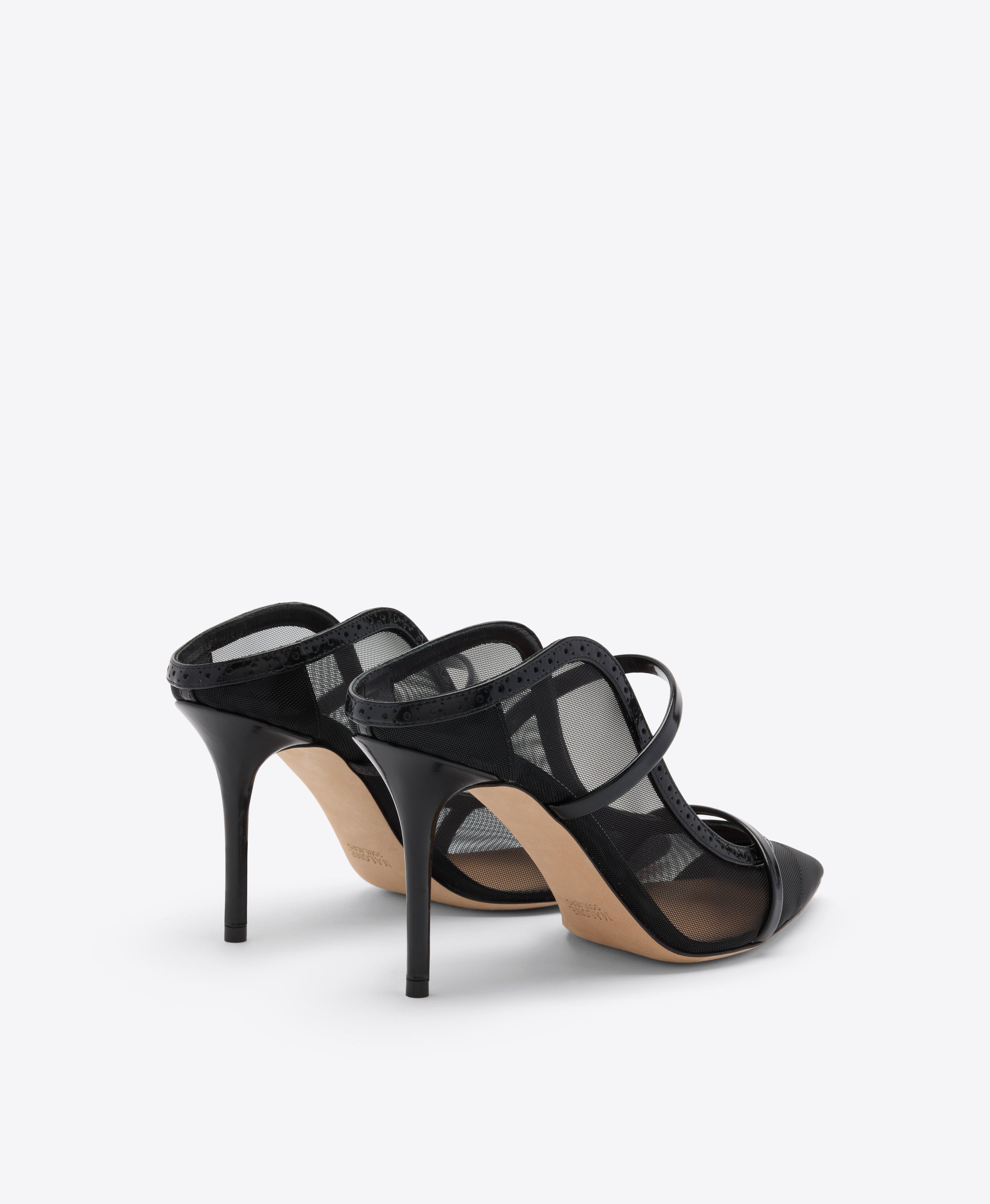 Maureen 85 Black Mesh Heeled Mules | Malone Souliers