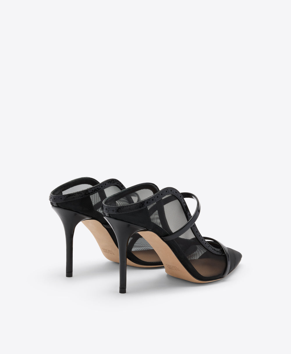 Maureen 85 Black Mesh Heeled Mules Malone Souliers
