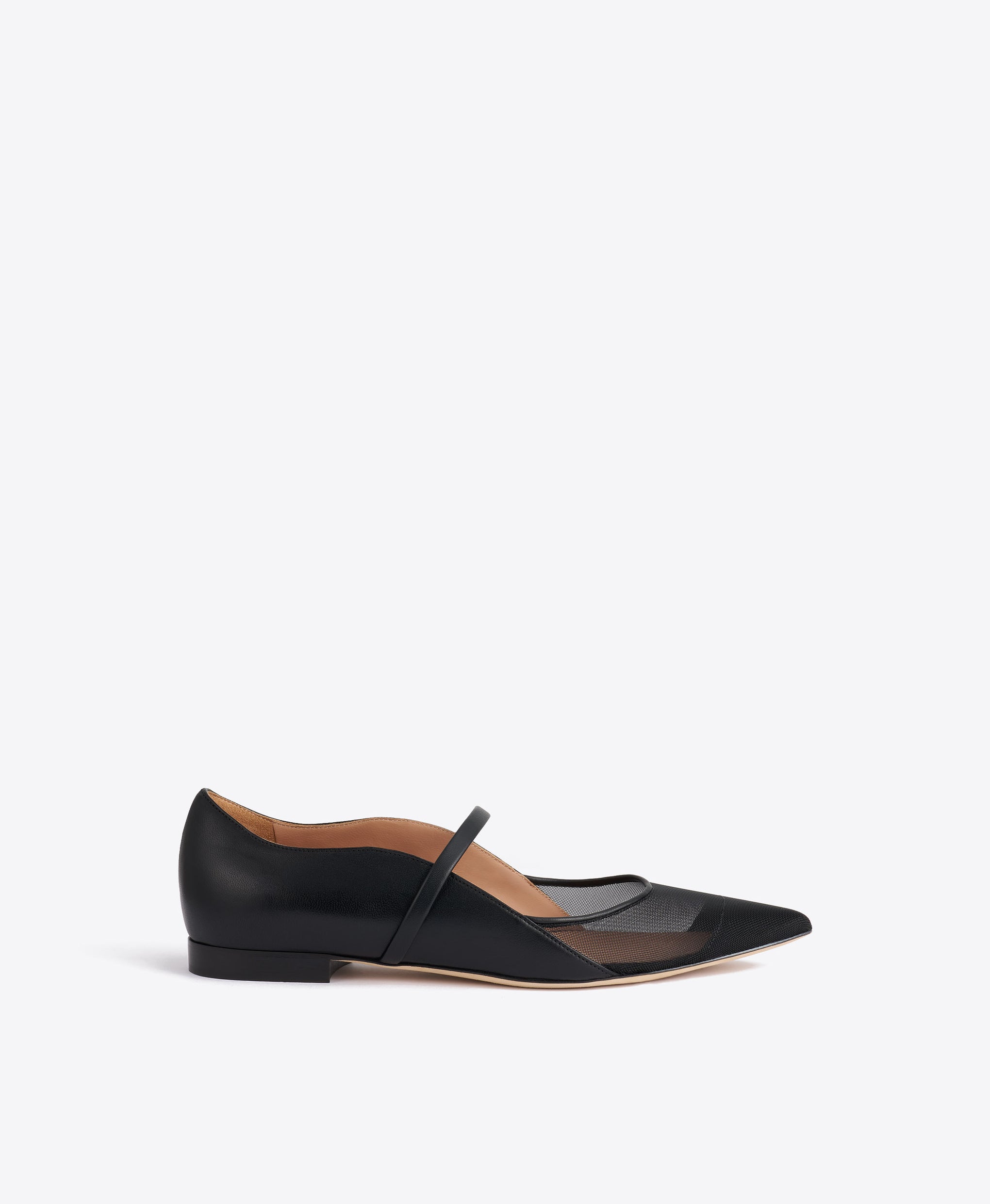 Maureen Arc Black Leather Flat Pumps