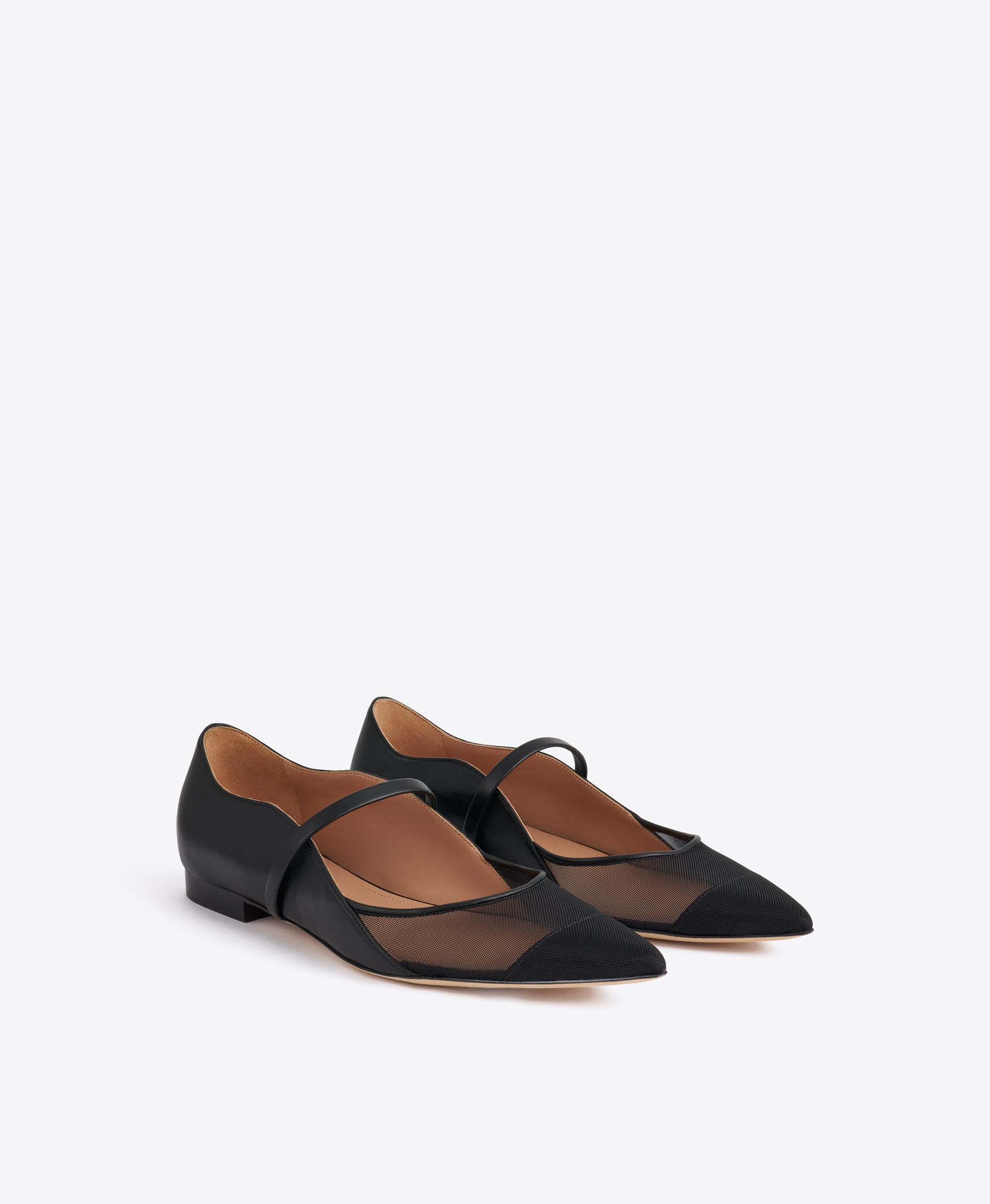 Maureen Arc Black Leather Flat Pumps