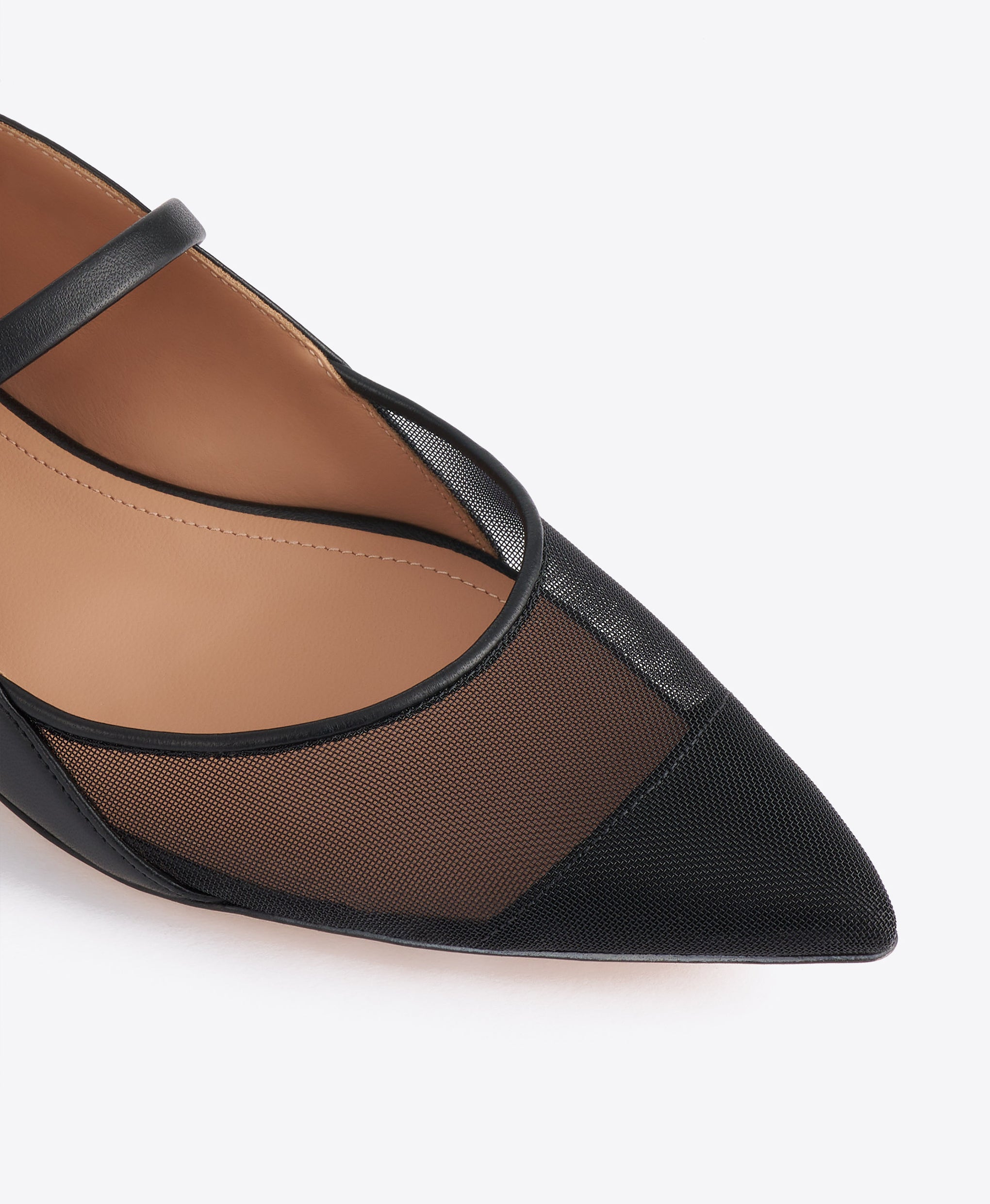Maureen Arc Black Leather Flat Pumps