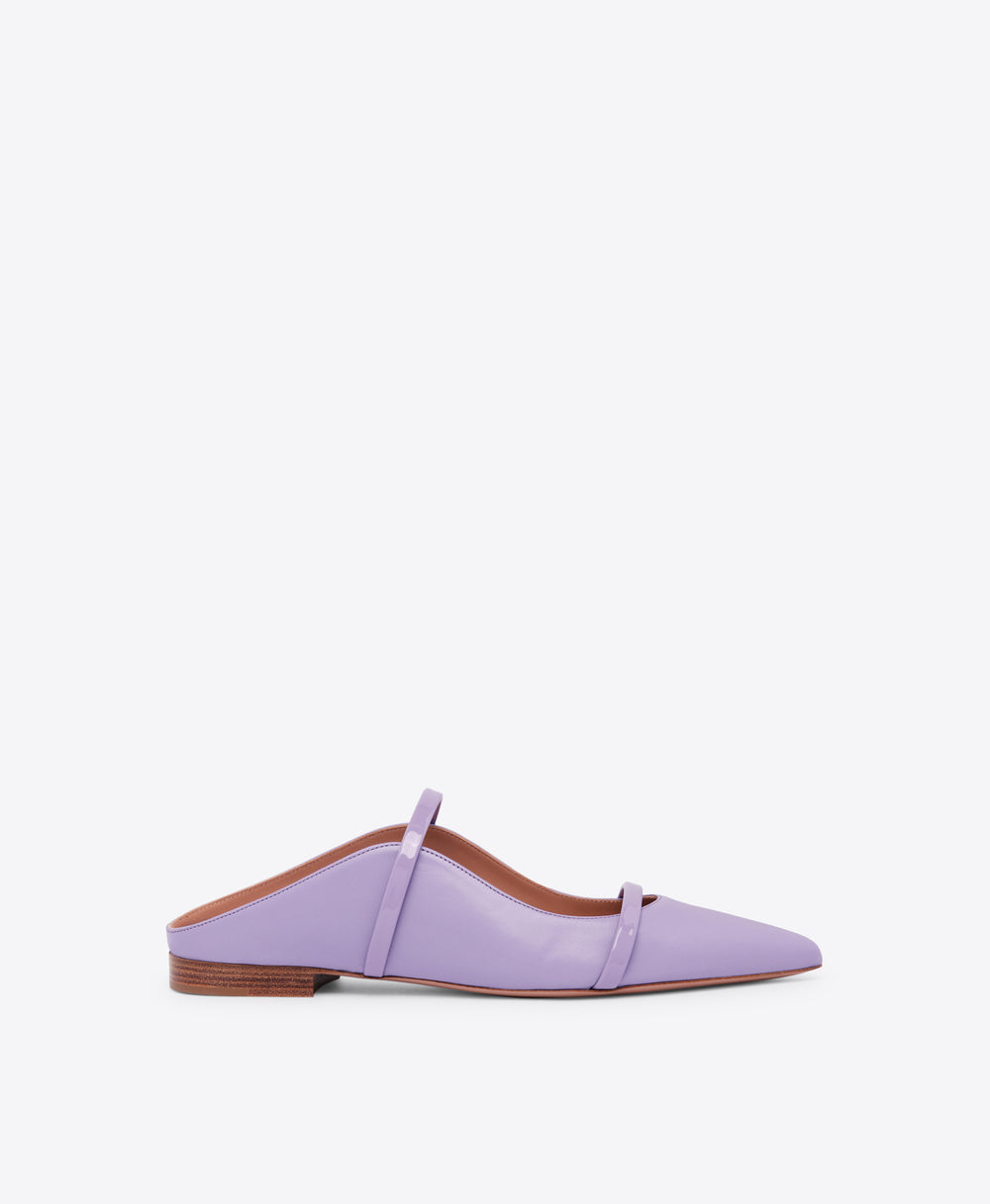 Maureen Lilac Leather Flat Mules Malone Souliers