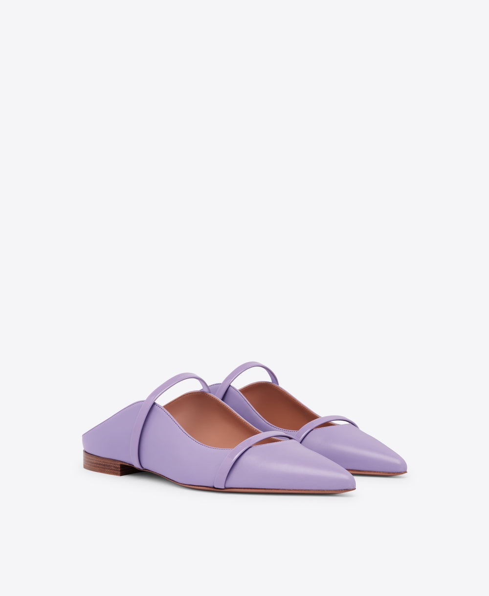 Maureen Lilac Leather Flat Mules Malone Souliers