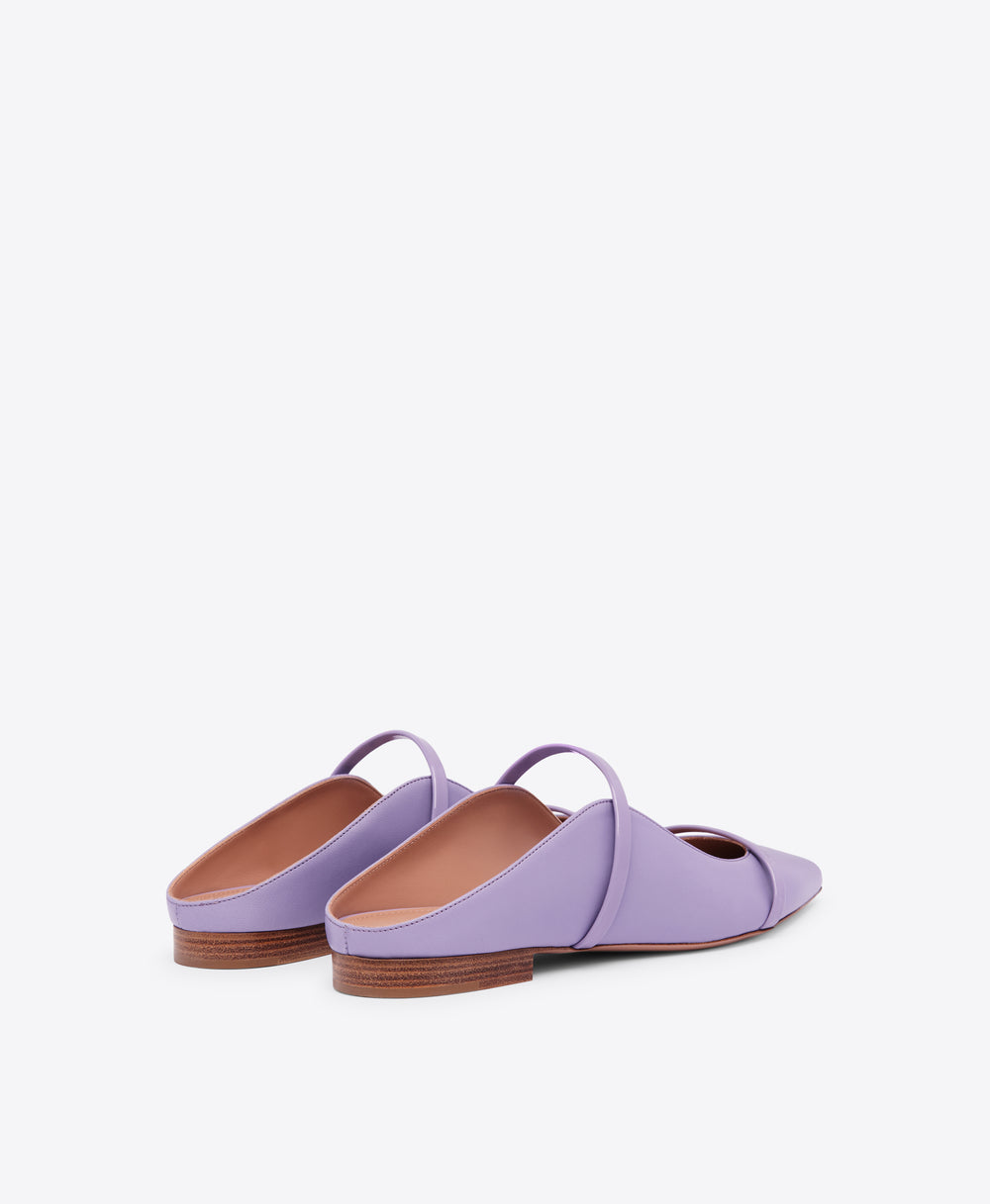 Maureen Lilac Leather Flat Mules Malone Souliers