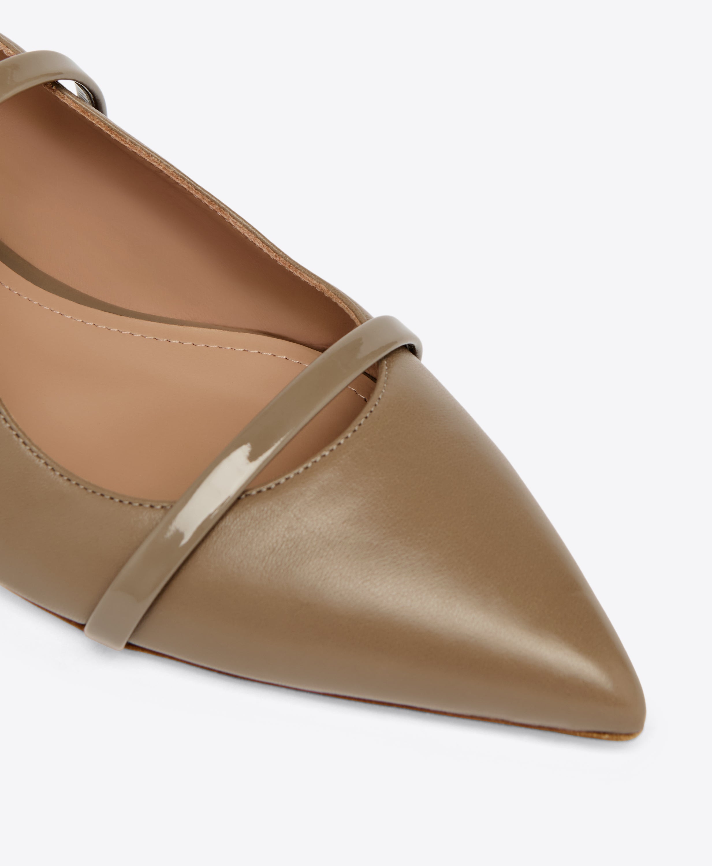 フラットシューズ MALONE SOULIERS FLATS TAUPE Taupe Leather Flat Mules | Malone Souliers