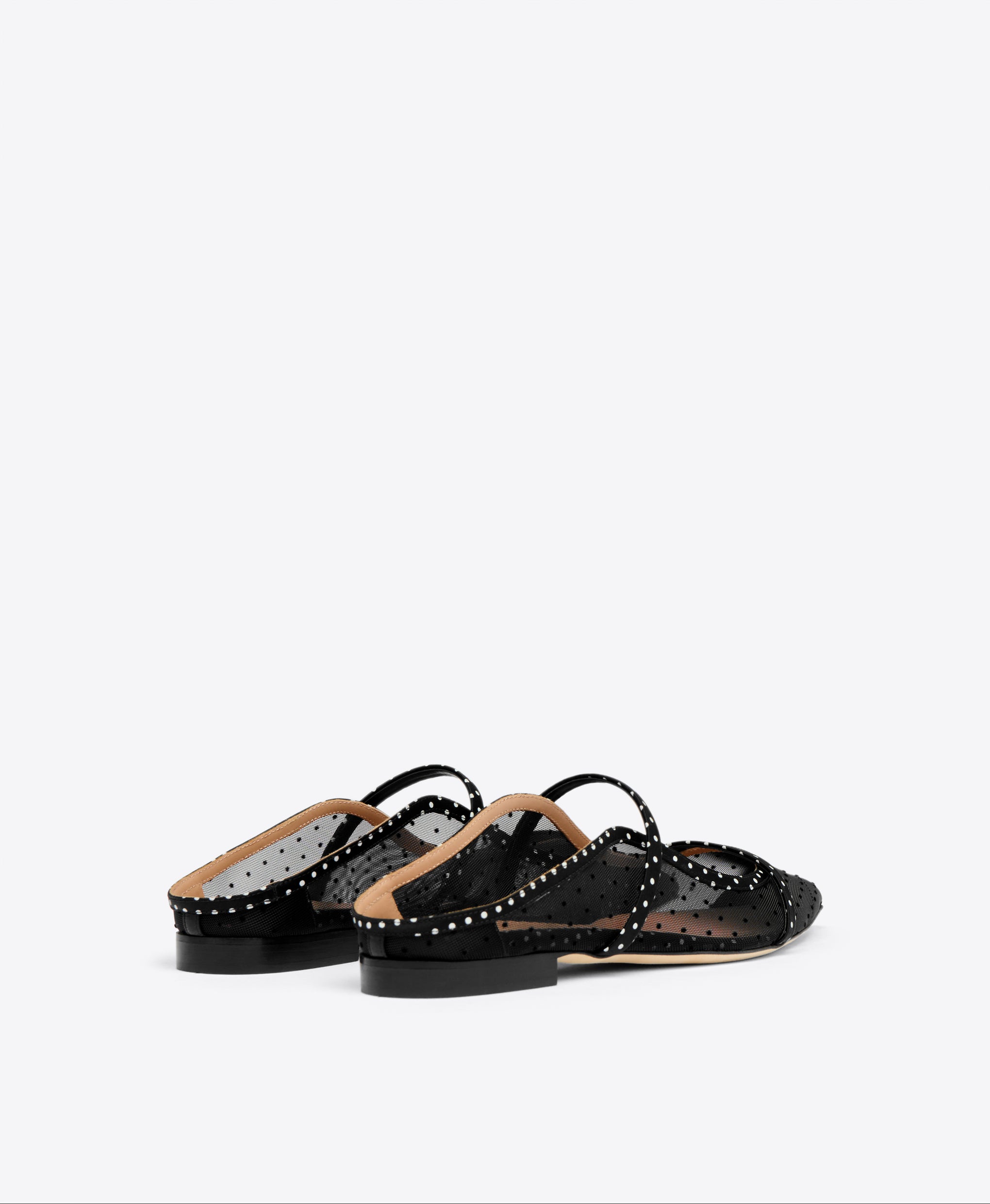 Black Polka Dot Satin Flat Mules Malone Souliers