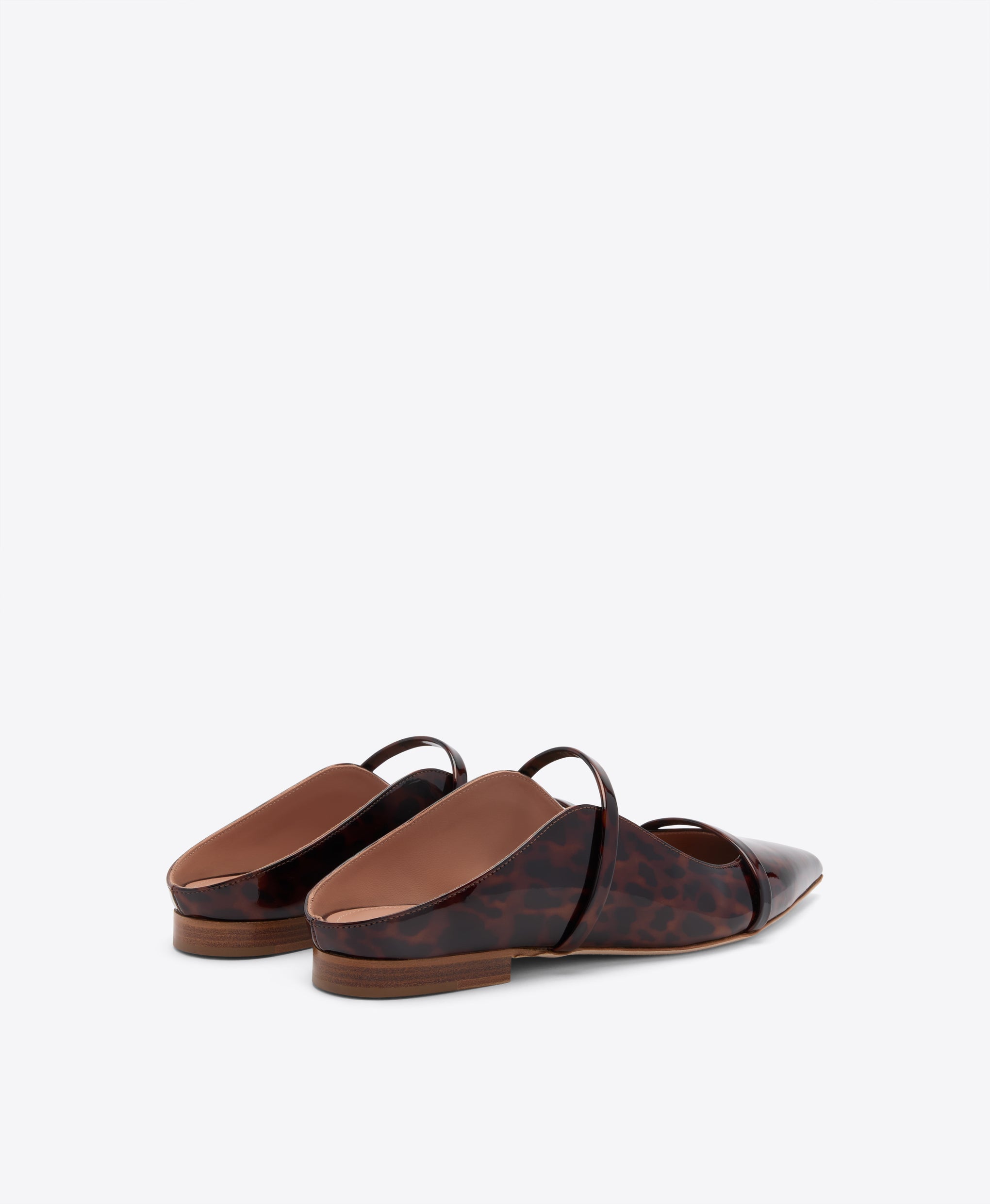 Maureen Leopard Patent Flat Mules Malone Souliers