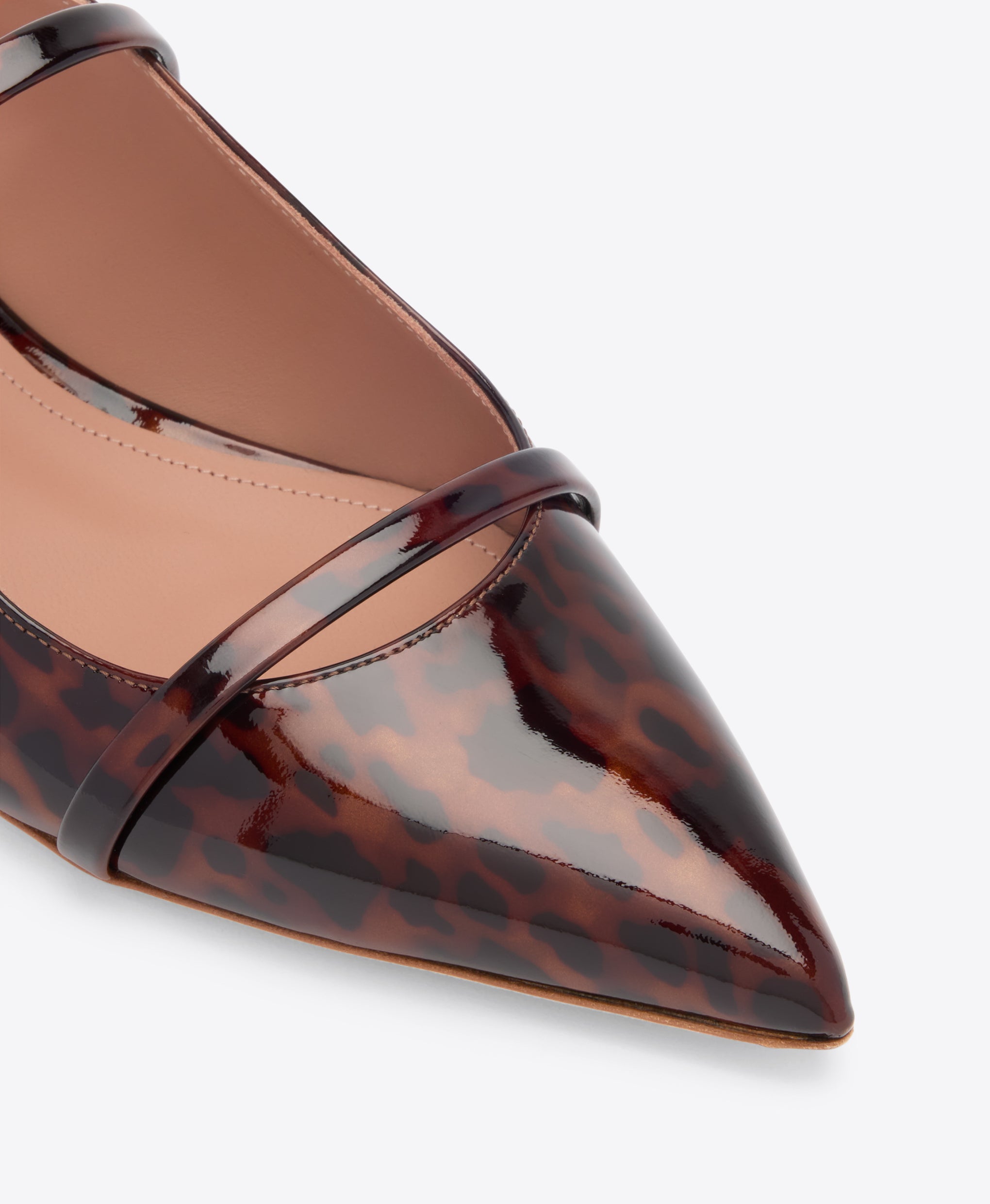 Maureen Leopard Patent Flat Mules Malone Souliers
