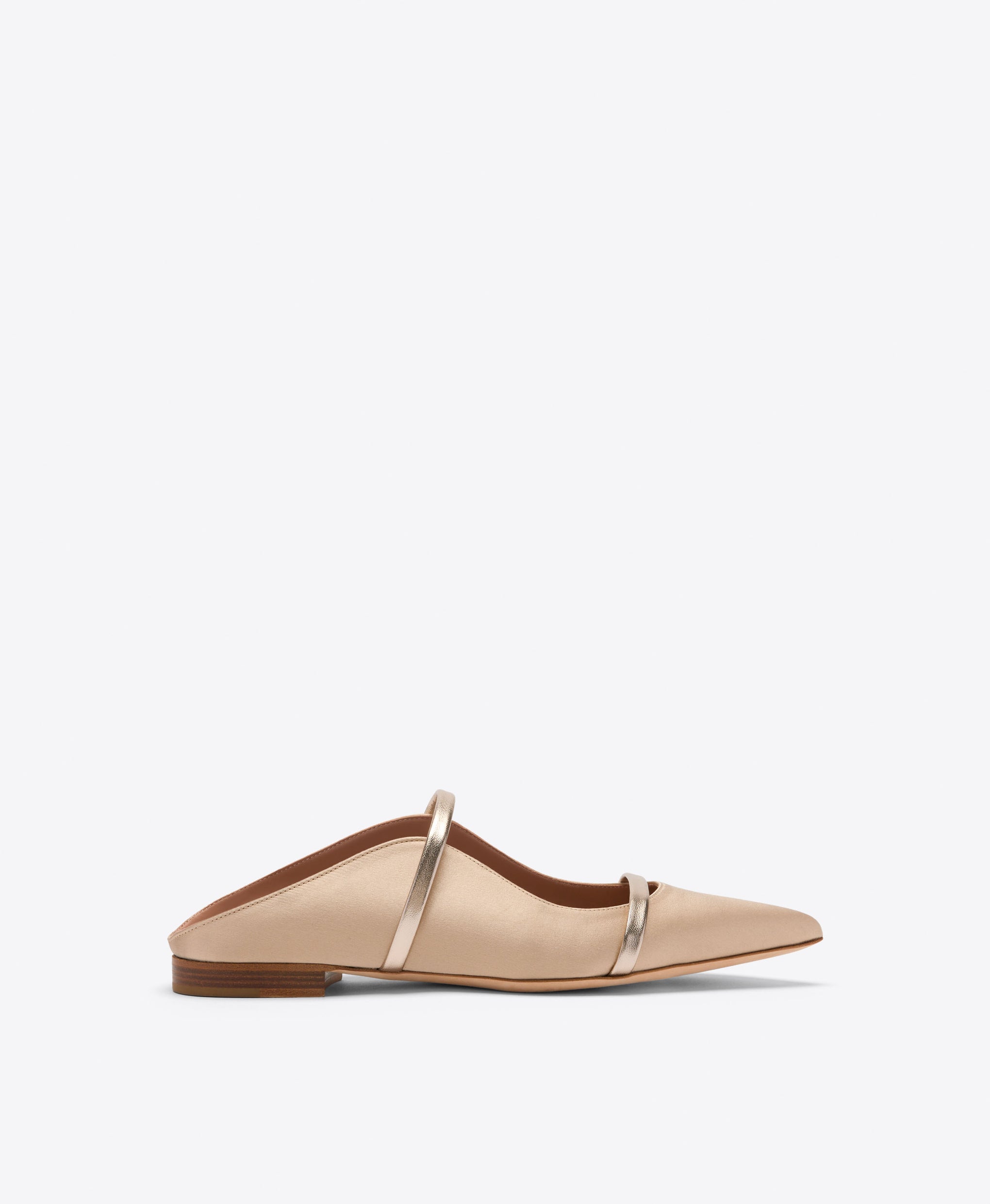 Maureen Buff & Champagne Satin Flat Mules Malone Souliers