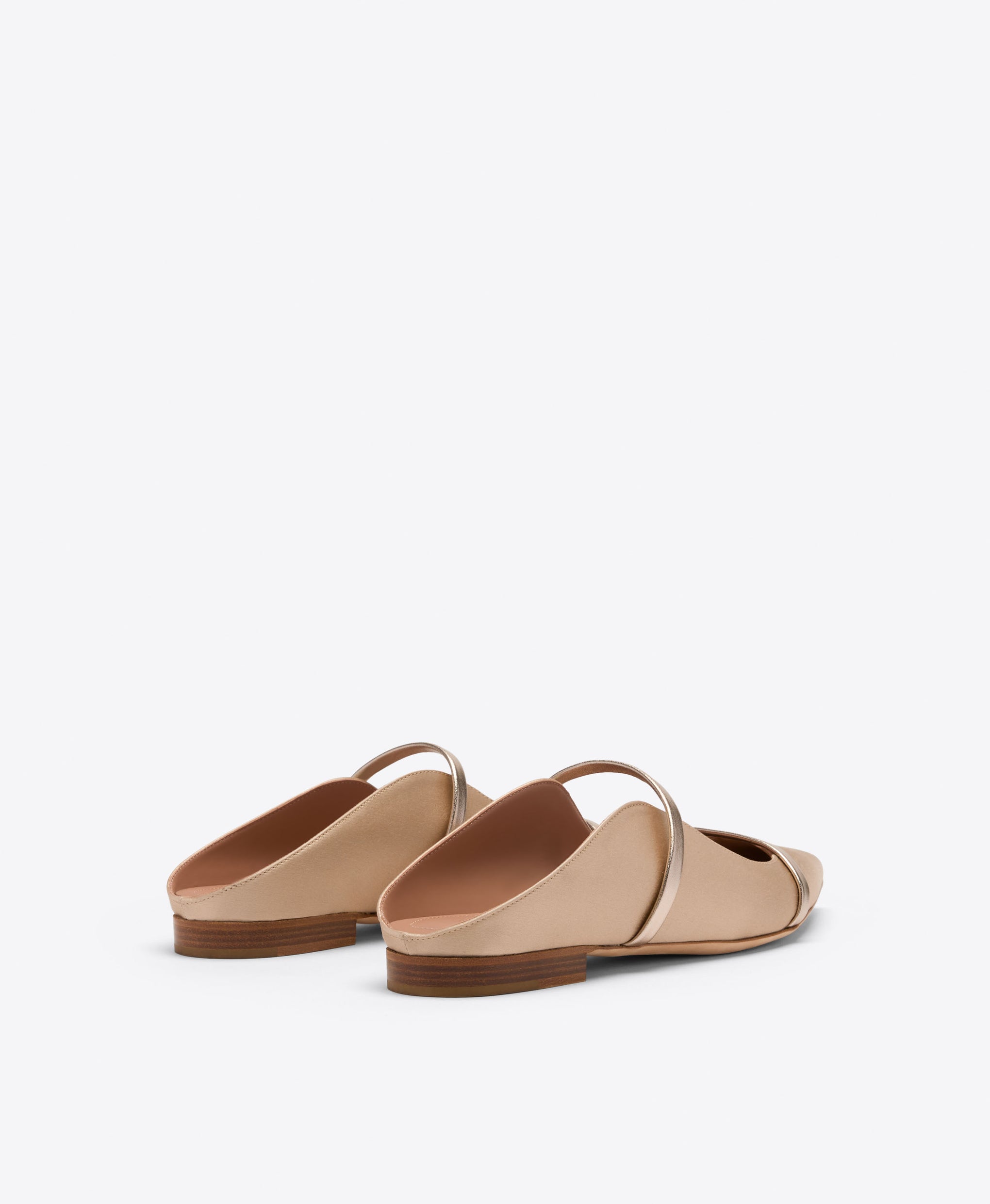 Maureen Buff & Champagne Satin Flat Mules Malone Souliers
