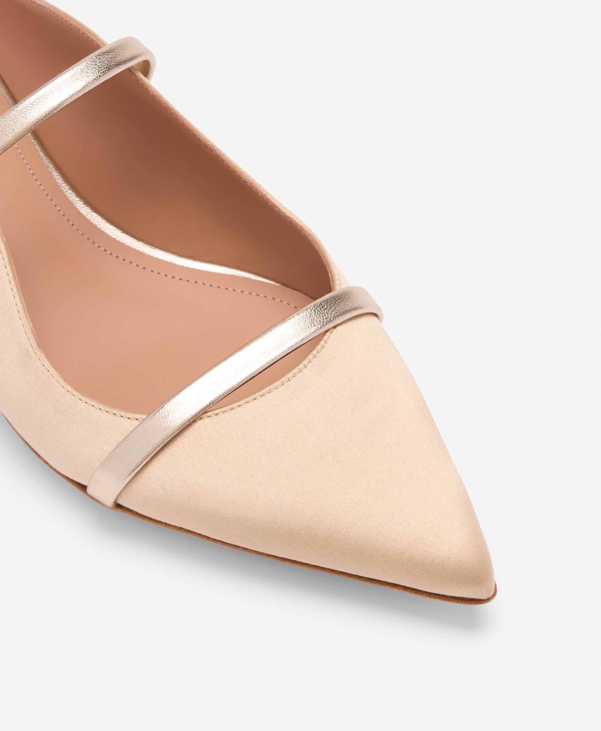 Maureen Buff & Champagne Satin Flat Mules Malone Souliers
