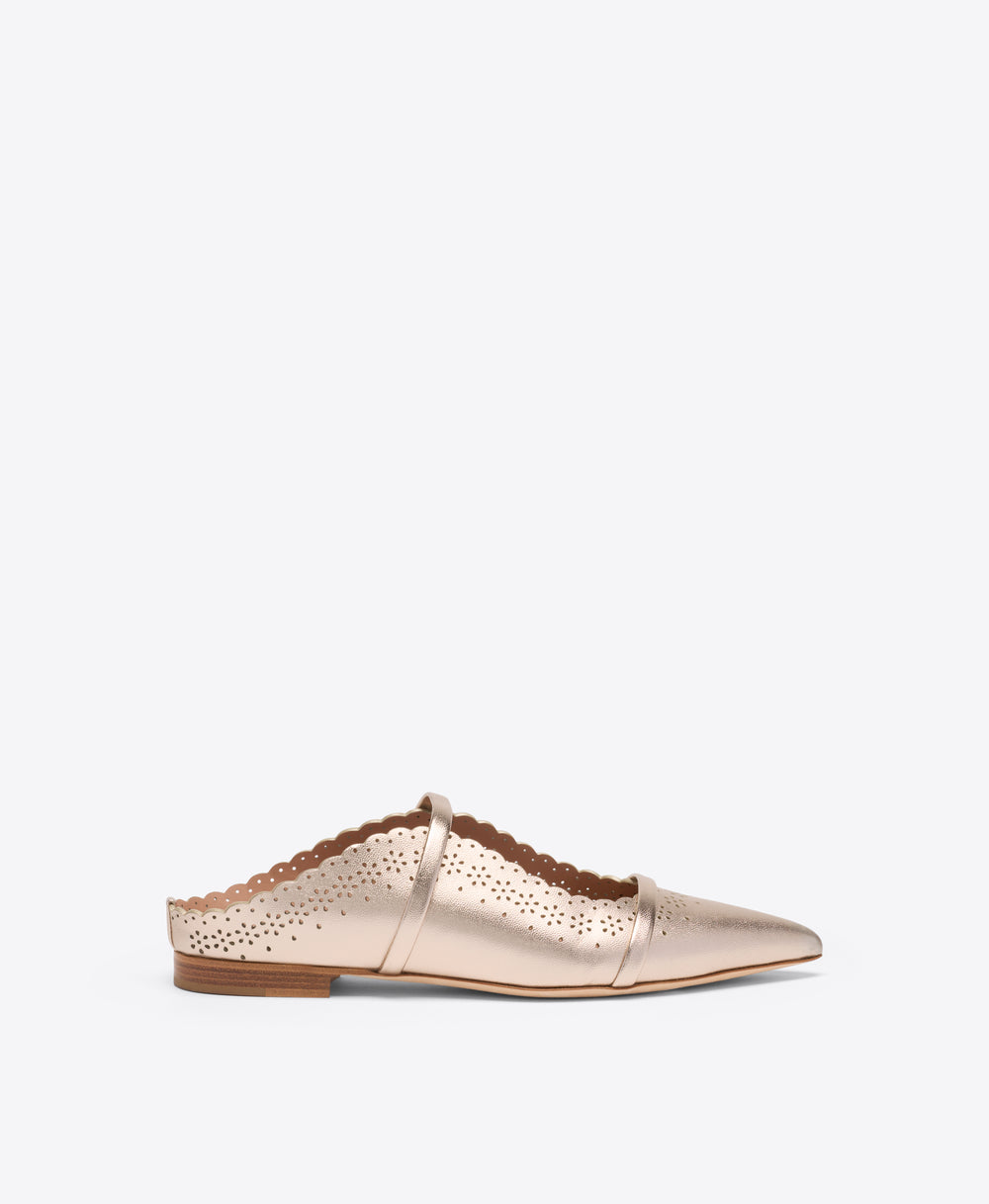 Maureen Champagne Broderie Anglaise Flats Malone Souliers