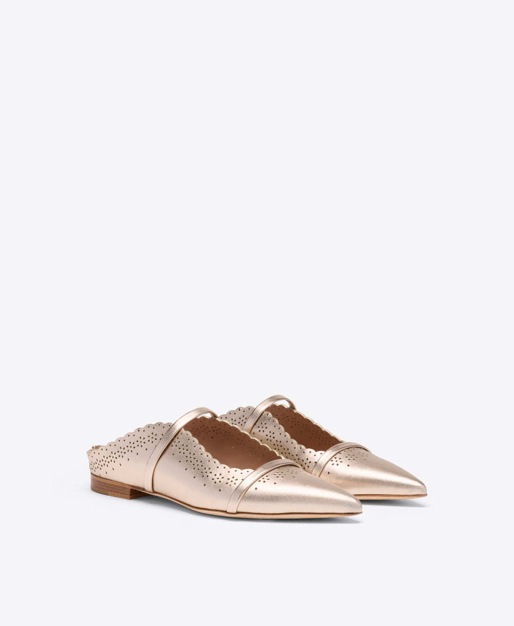 Maureen Champagne Broderie Anglaise Flats Malone Souliers