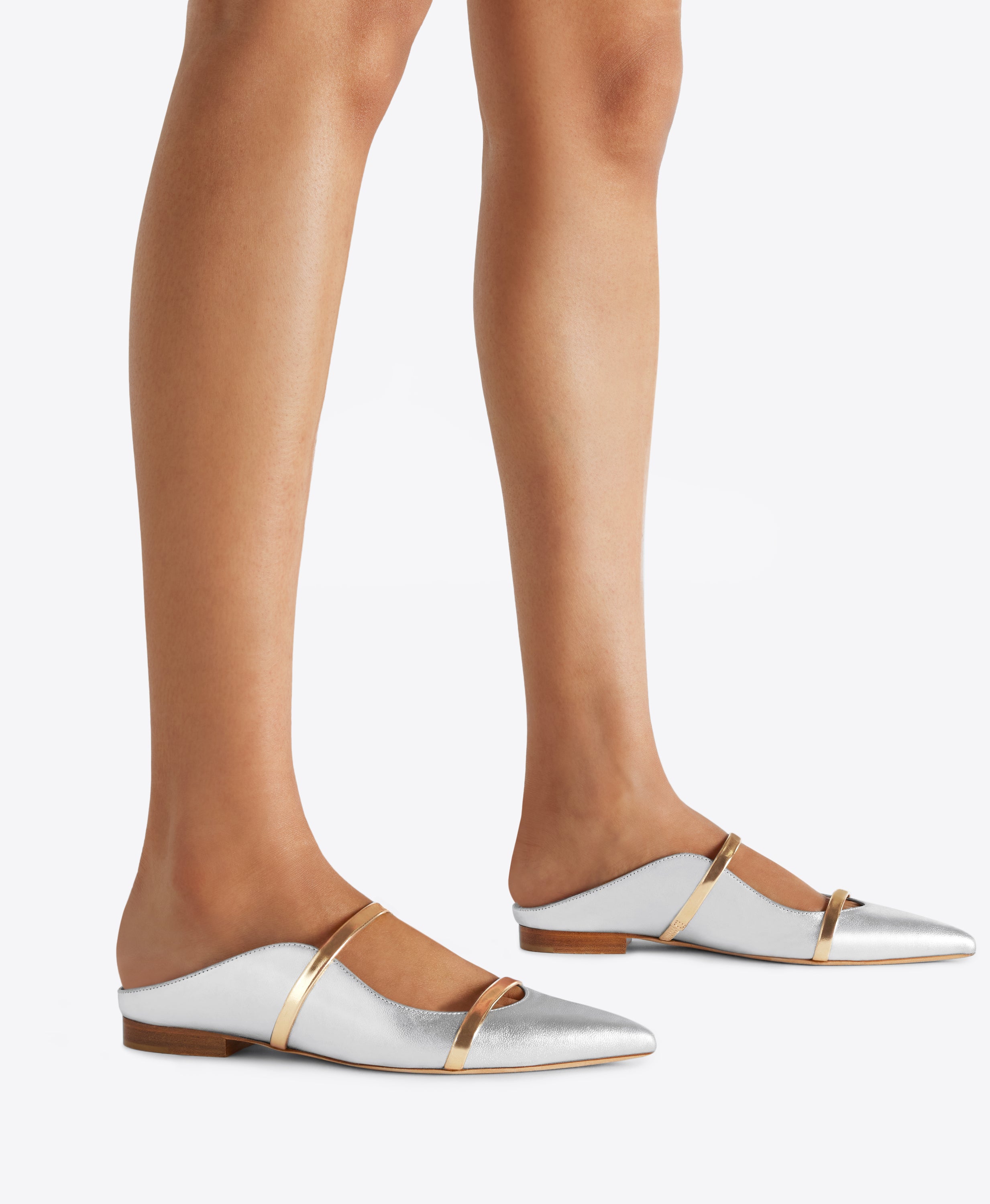 Malone Souliers Designer Womens Flat Shoes Maureen Silver Gold