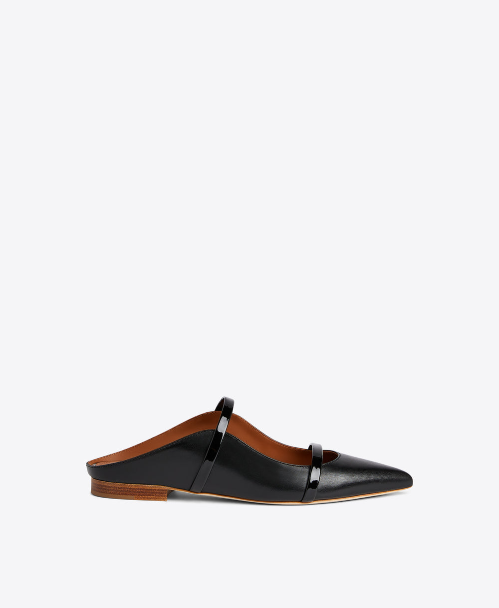 Malone Souliers Maureen Flat Black Leather Mules