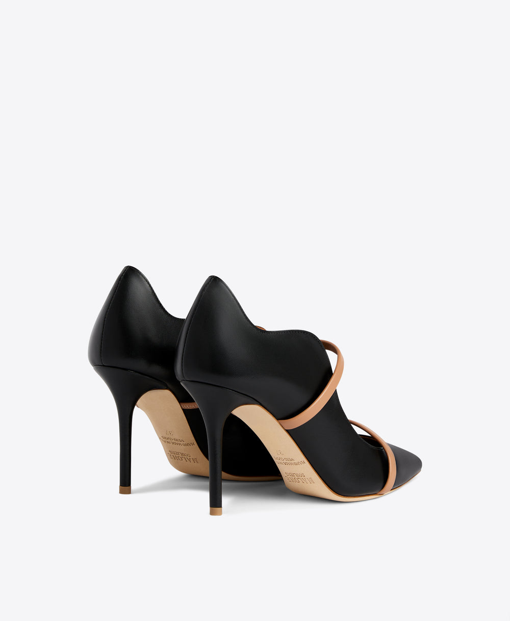 Malone Souliers Maureen 85 Black and Blush Pink Leather Pumps