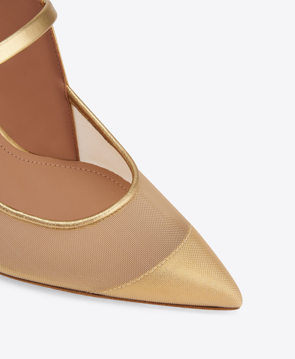 Maureen Arc 70 Gold Leather Mules