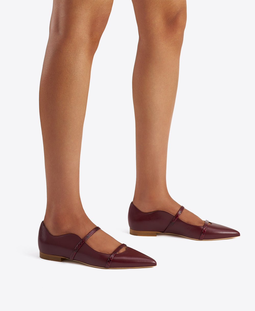Maureen Red Leather Flat Pumps
