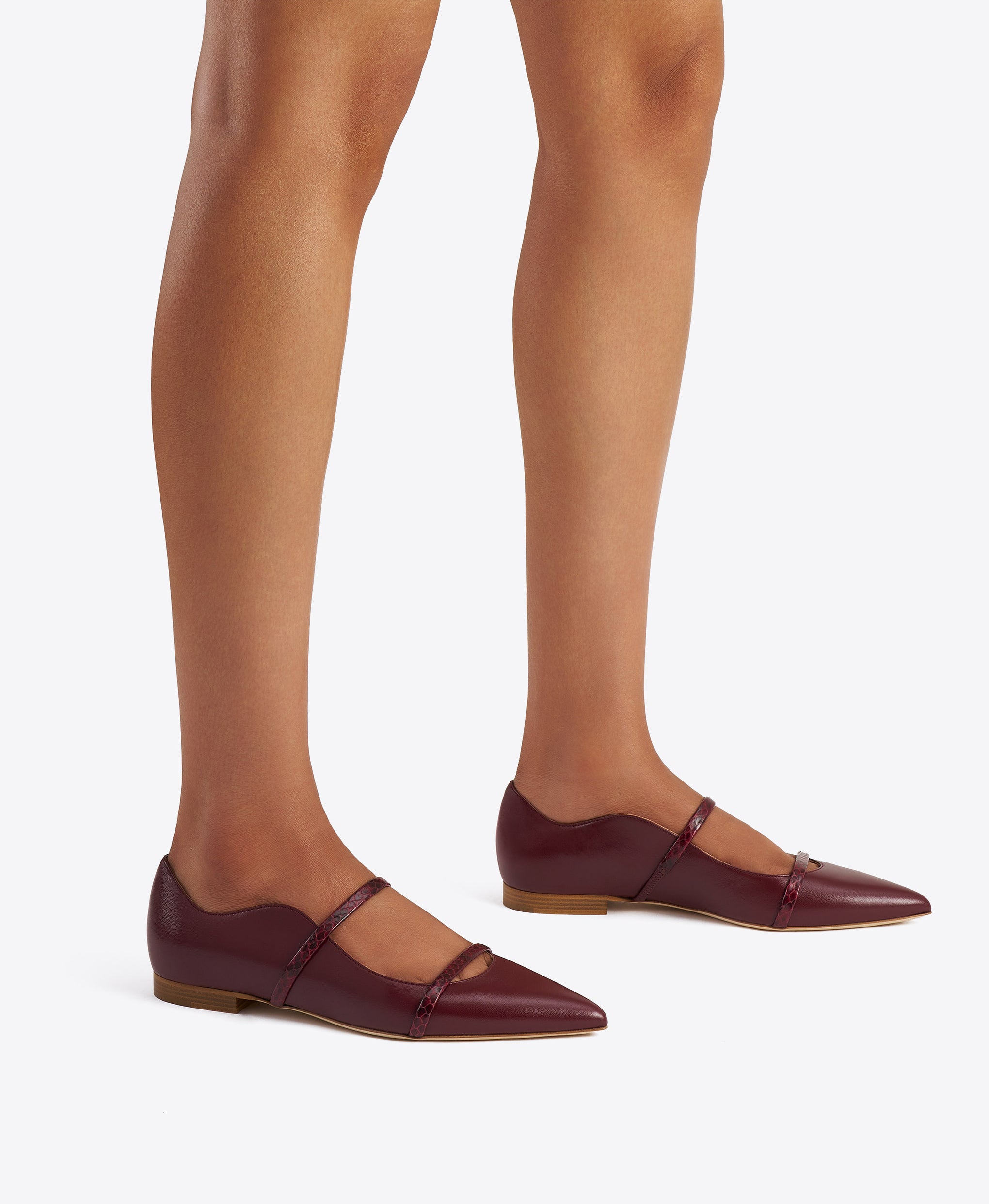 Maureen Red Leather Flat Pumps