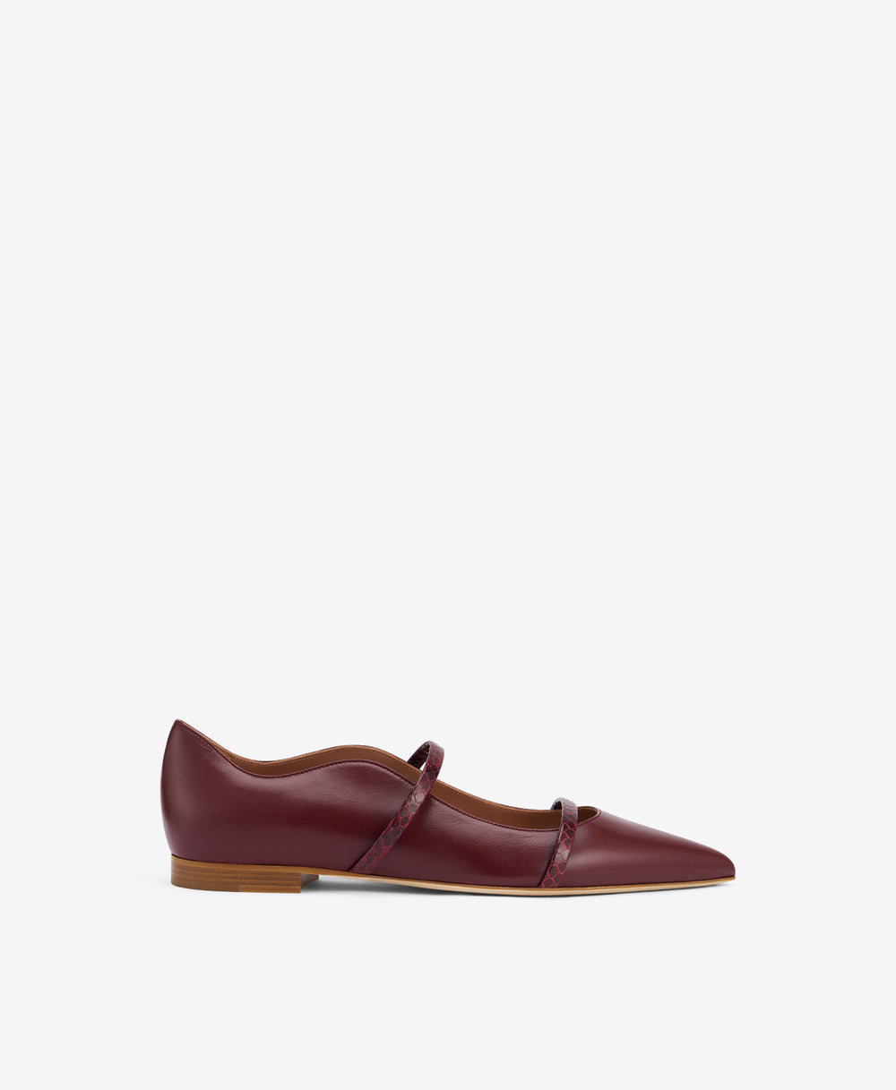 Maureen Red Leather Flat Pumps
