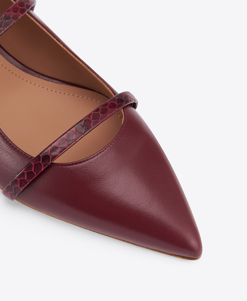 Maureen Red Leather Flat Pumps