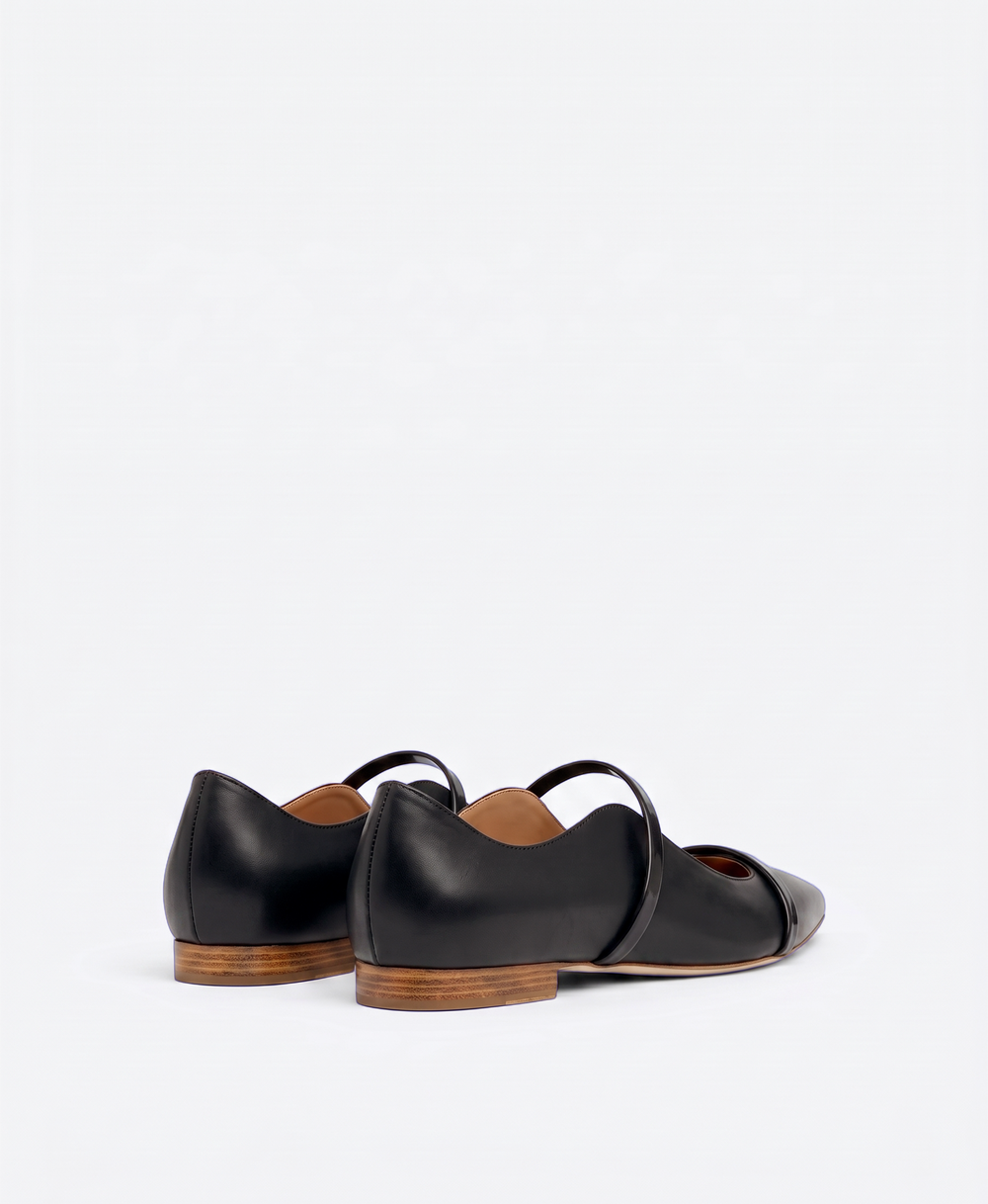 Maureen Black Leather Flat Pumps