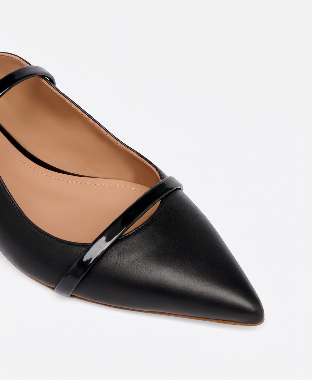 Maureen Black Leather Flat Pumps