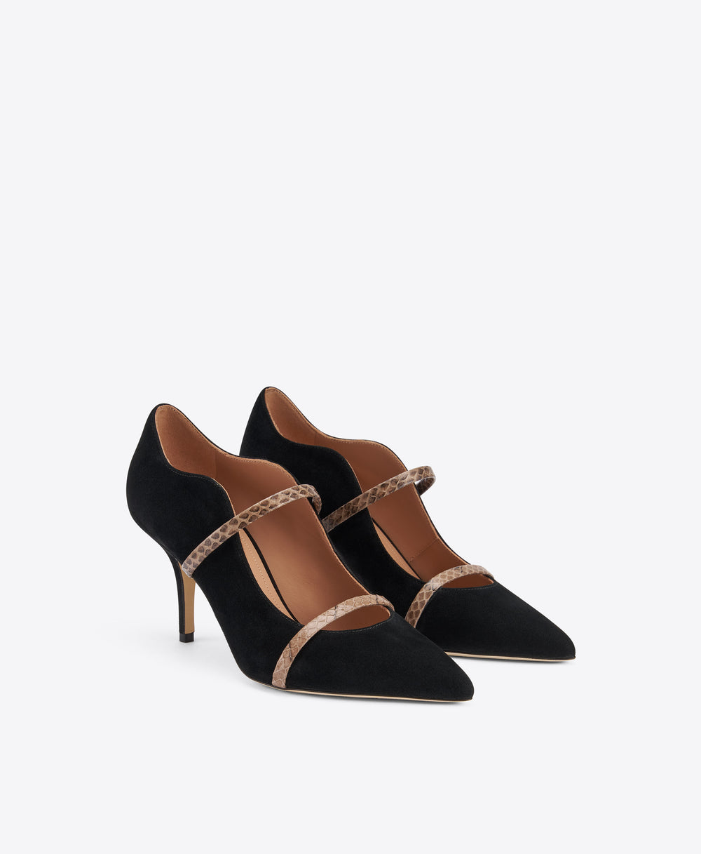 Maureen 70 Black Suede Pumps