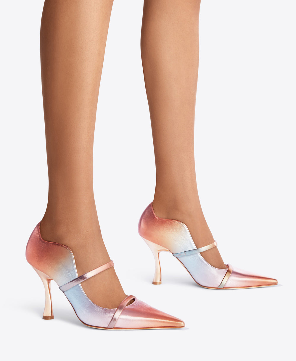 Pointed Toe Double Strap Pumps in Sunset Ombré | Malone Souliers