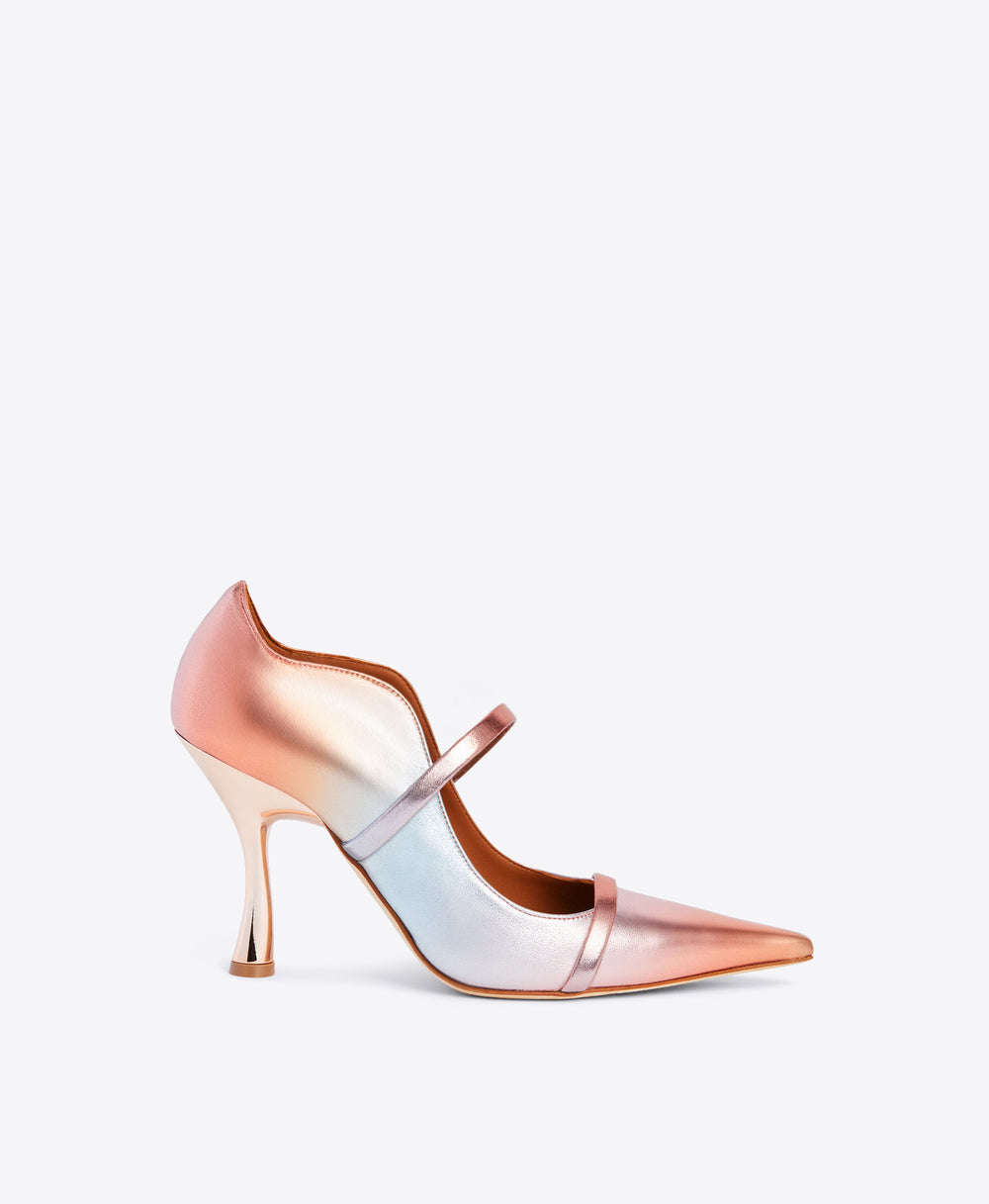 Pointed Toe Double Strap Pumps in Sunset Ombr√É¬© | Malone Souliers