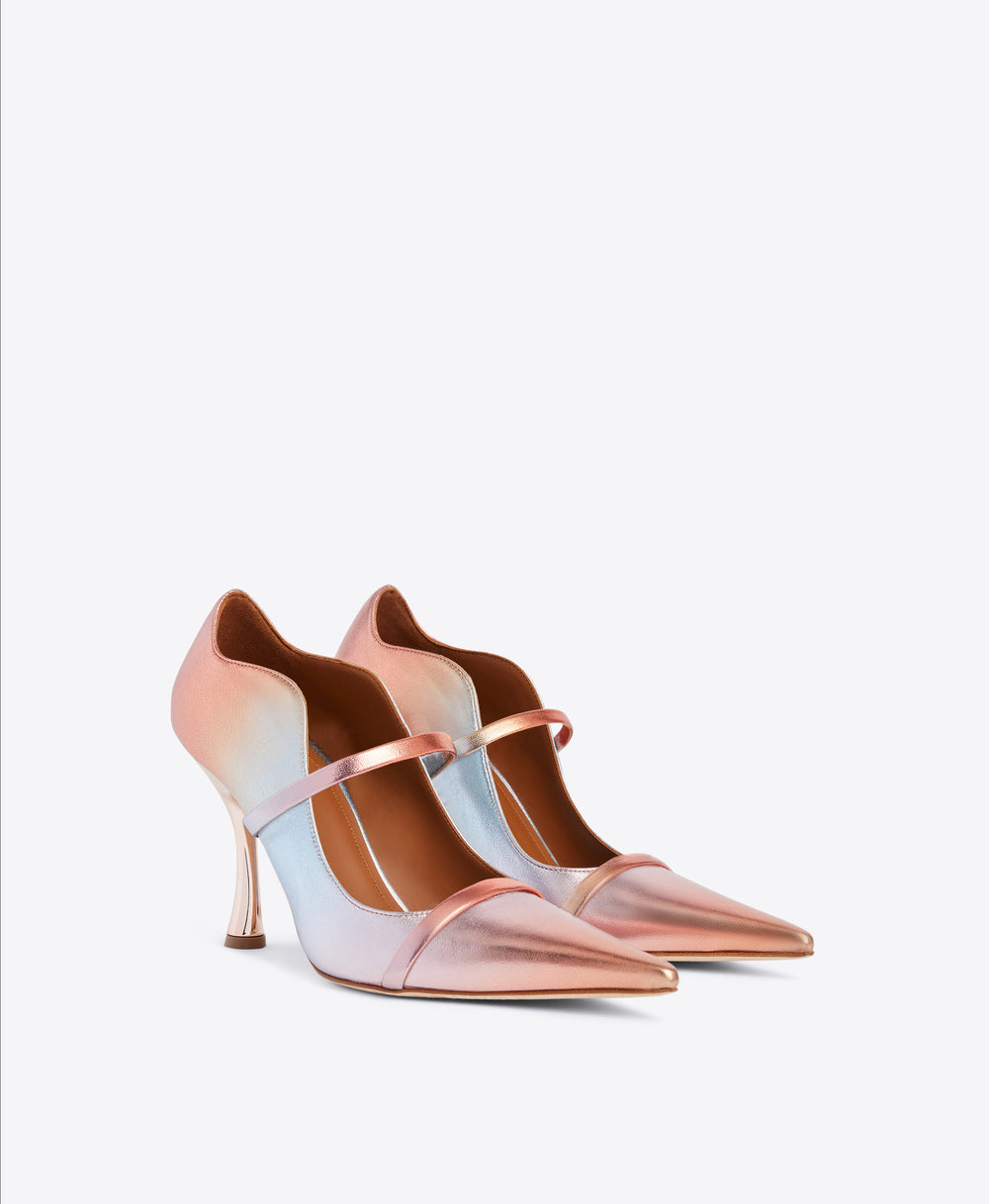 Pointed Toe Double Strap Pumps in Sunset Ombr√É¬© | Malone Souliers