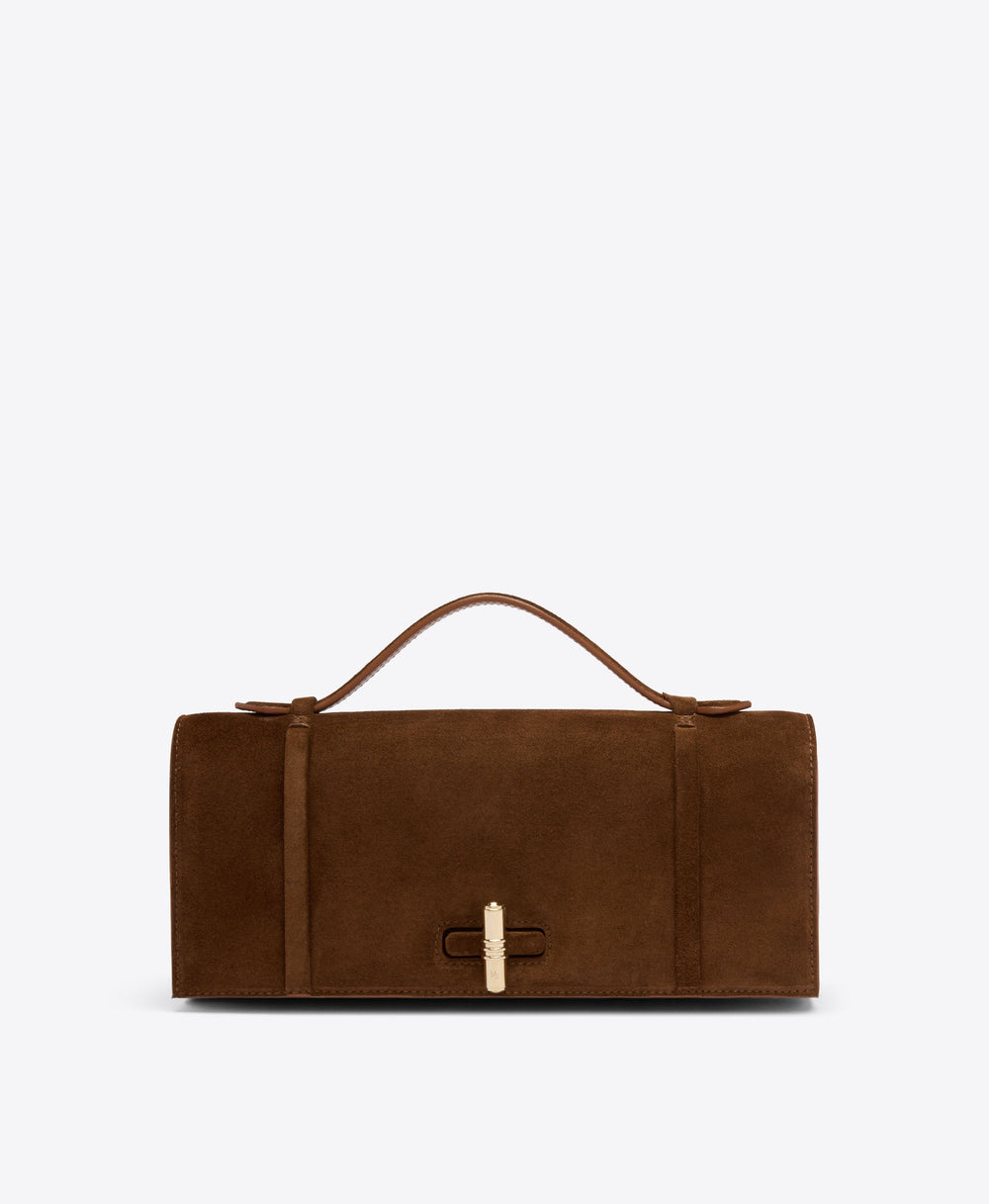 May Brown Crosta Suede Clutch Bag Malone Souliers