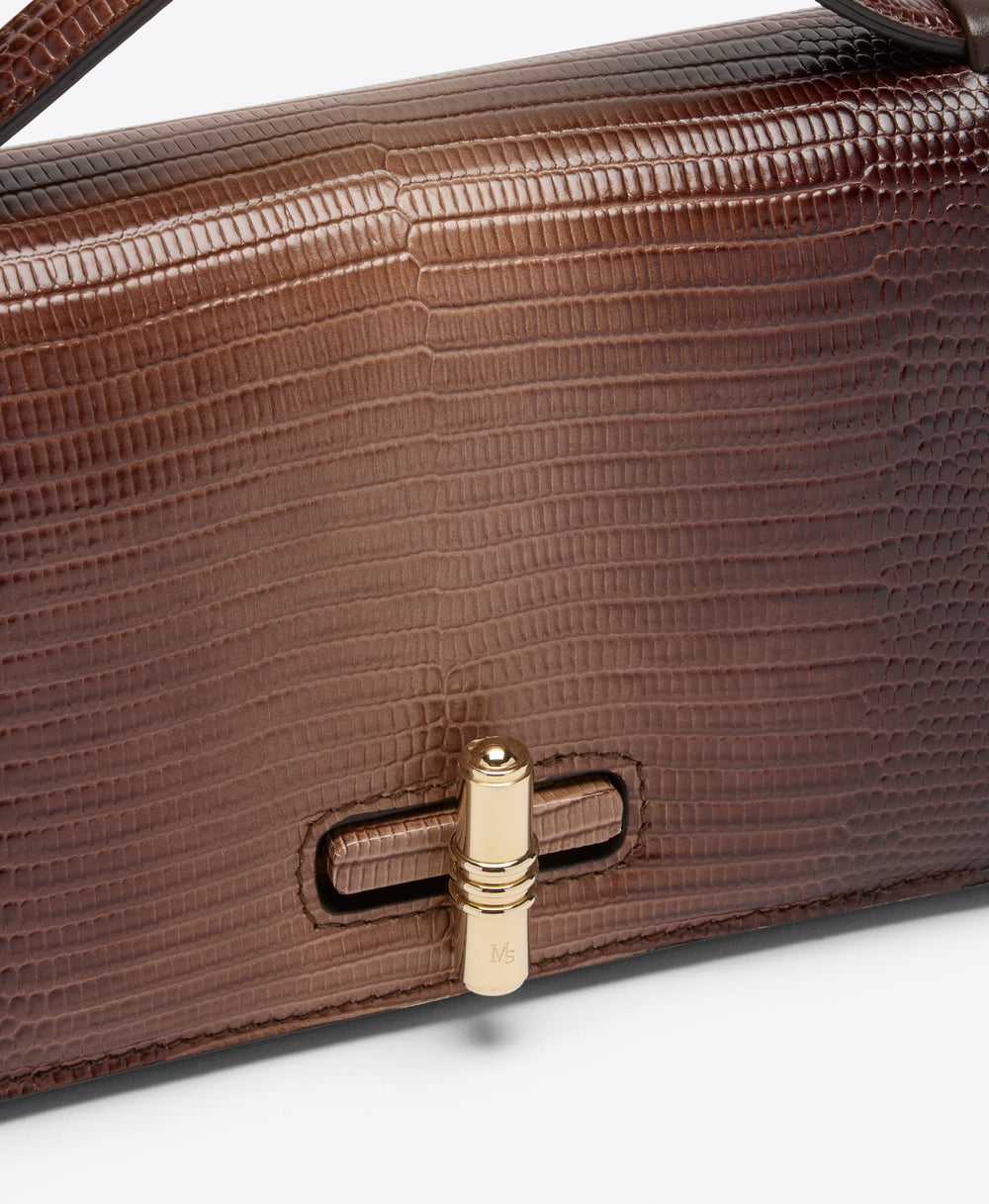 May Clutch in Taupe Gradient Embossed Leather Malone Souliers