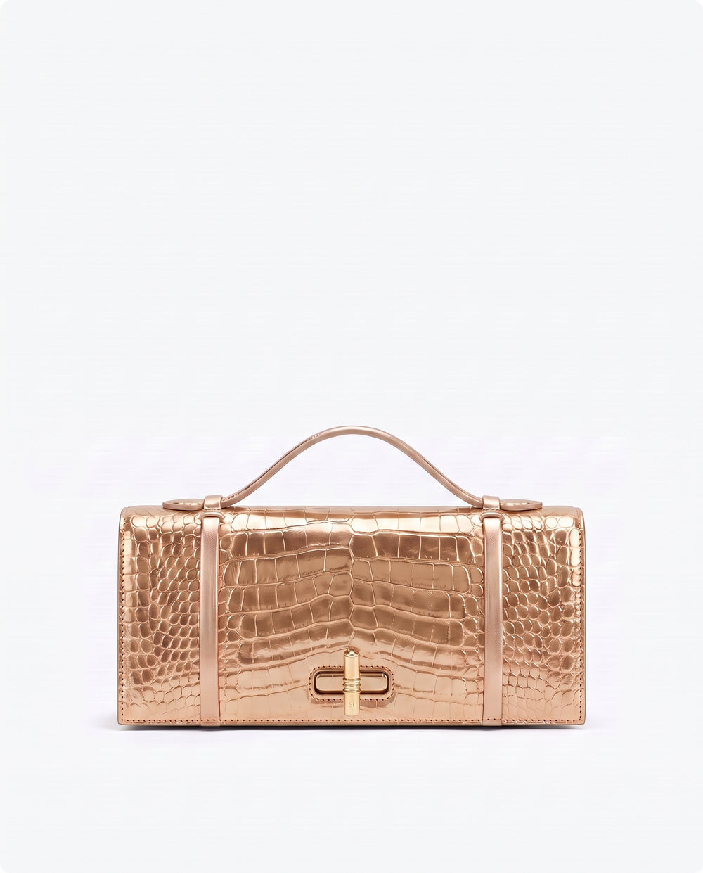 May Gold Embossed Leather Clutch Bag