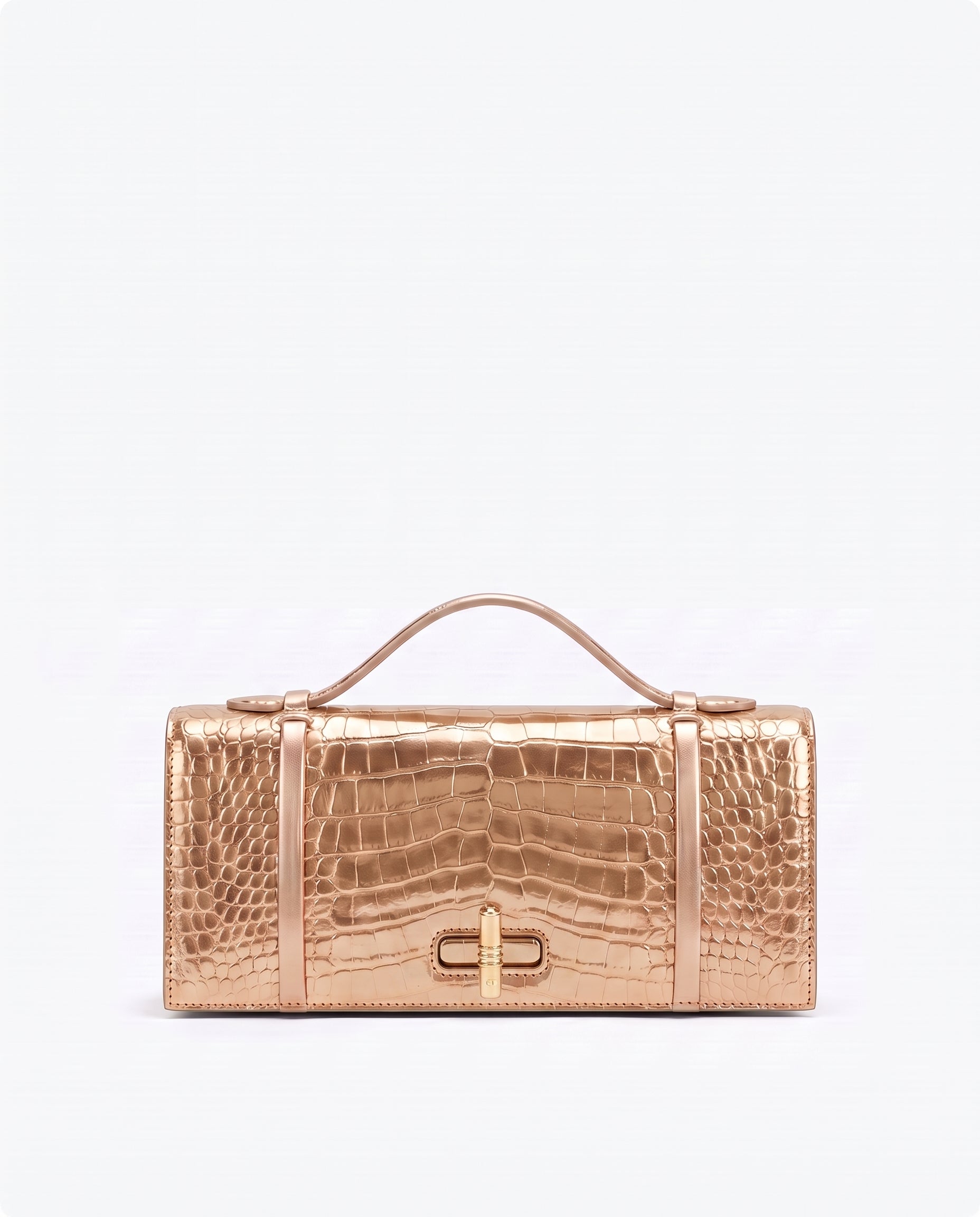 May Gold Embossed Leather Clutch Bag