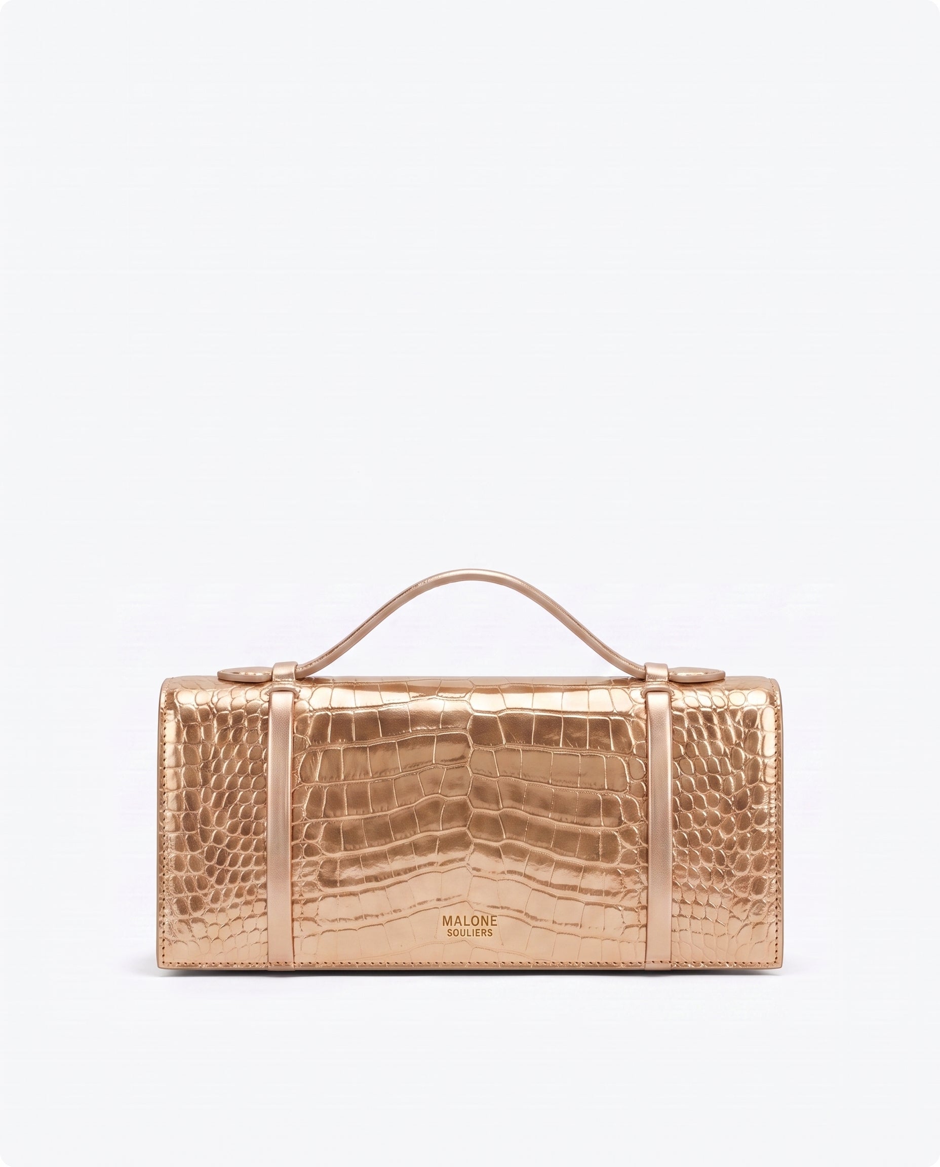 May Gold Embossed Leather Clutch Bag