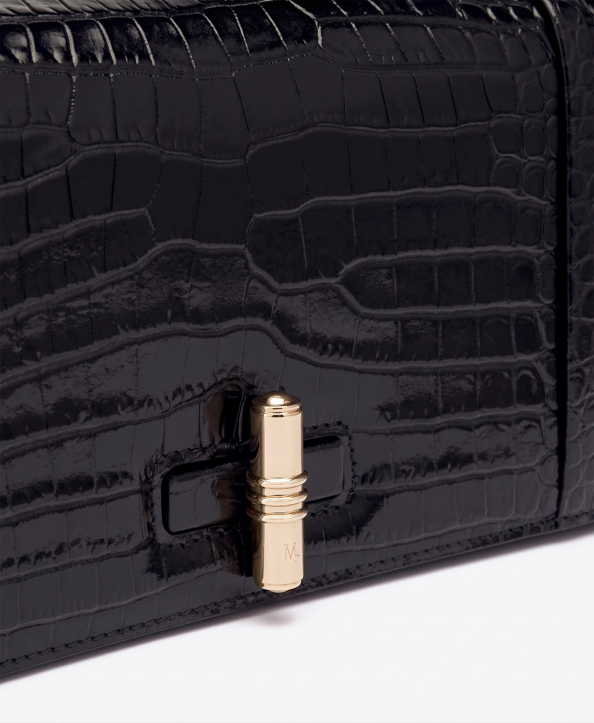 May Black Croc Embossed Leather Clutch Bag