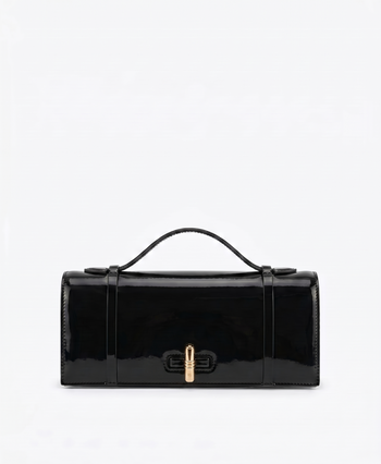 May Black Brushed Leather Clutch Bag