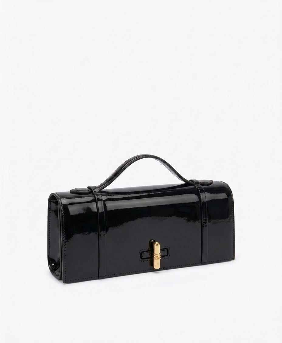 May Black Leather Clutch Bag Malone Souliers