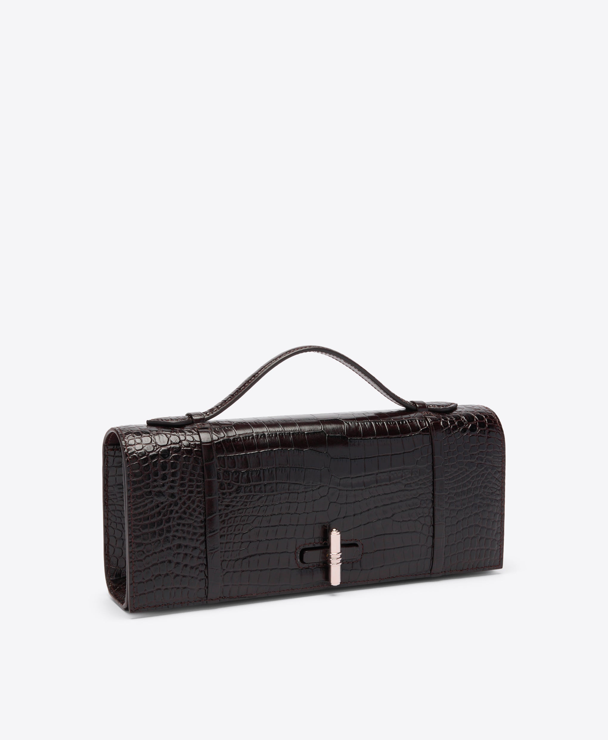 May Dark Brown Leather Clutch Bag  Malone Souliers