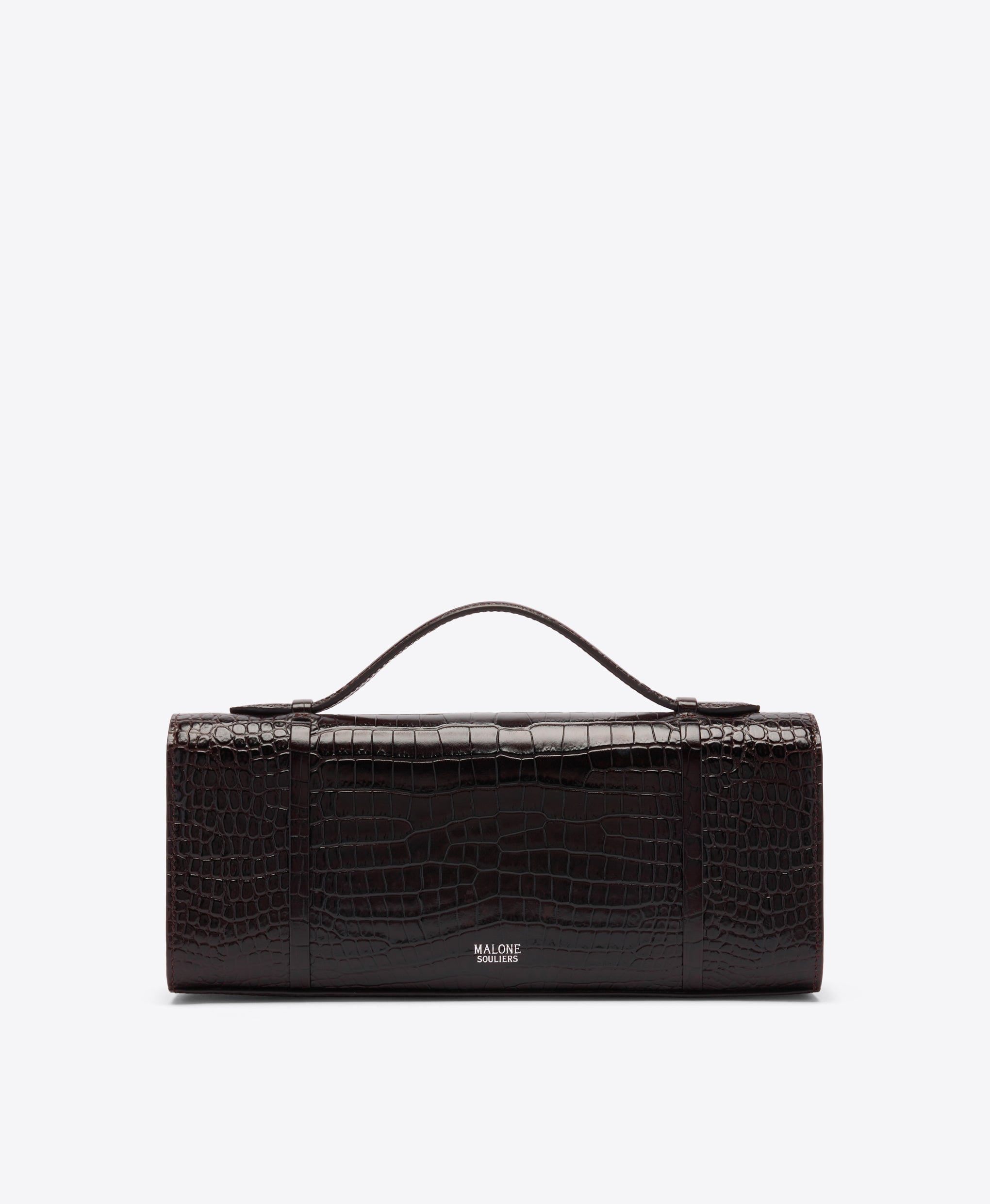 May Dark Brown Leather Clutch Bag  Malone Souliers
