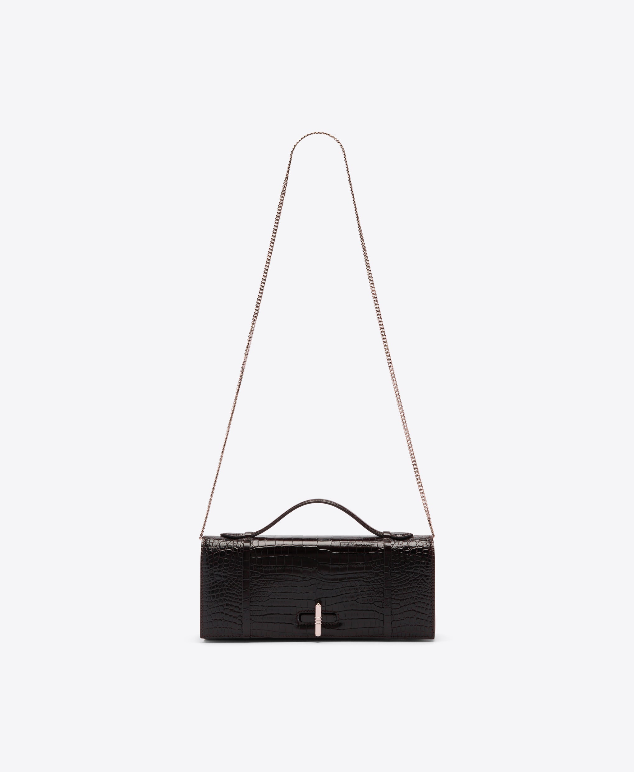 May Dark Brown Leather Clutch Bag  Malone Souliers