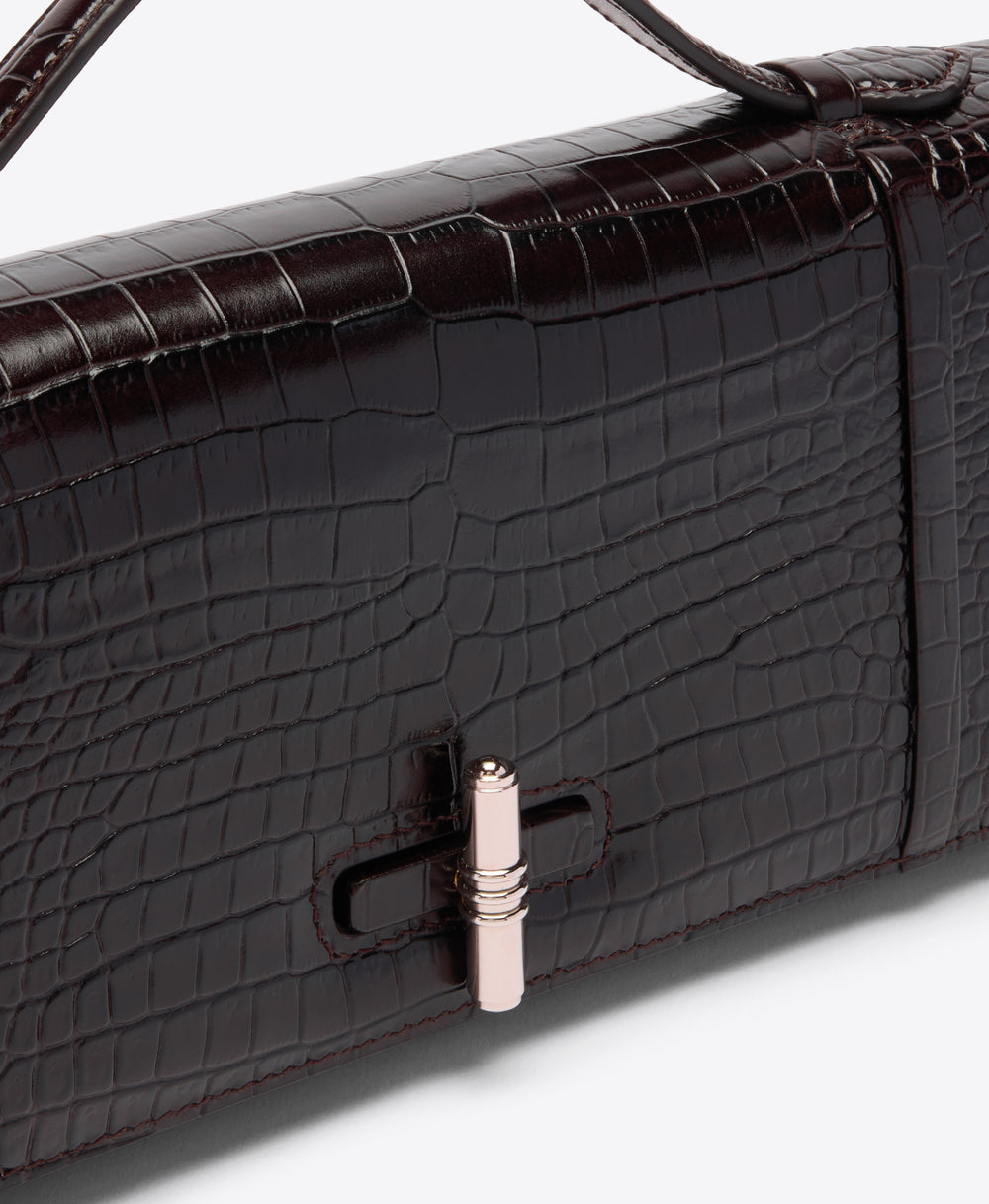 May Dark Brown Leather Clutch Bag  Malone Souliers