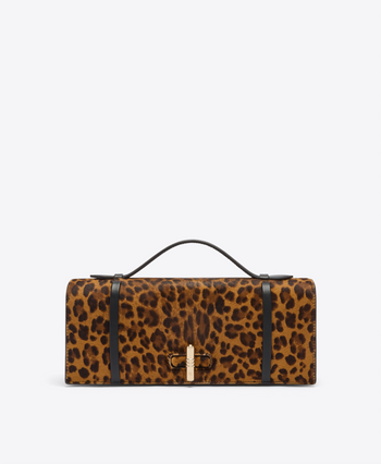 May Leopard-Print Calf Hair Clutch Bag