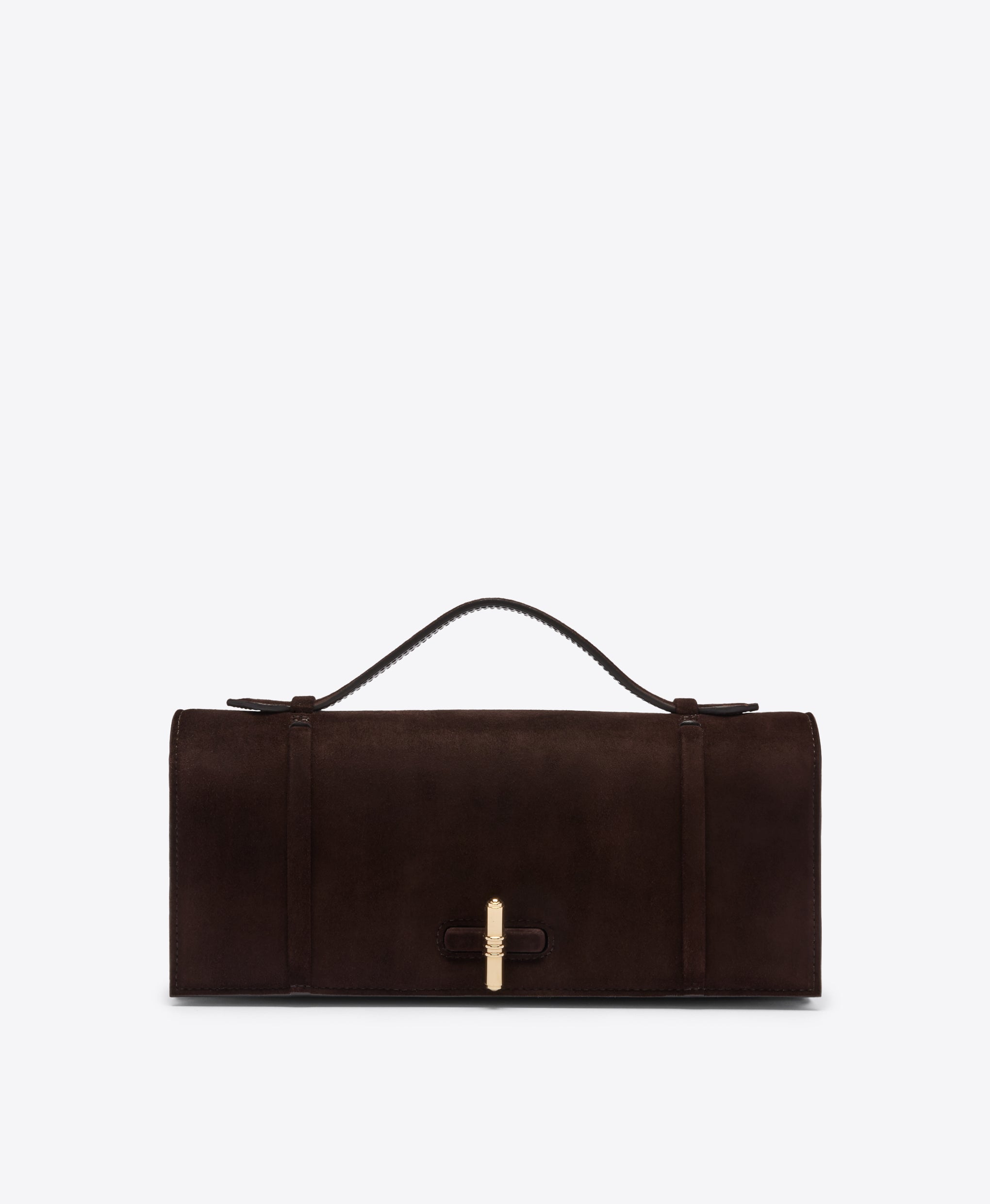 May Brown Suede Clutch Bag Malone Souliers