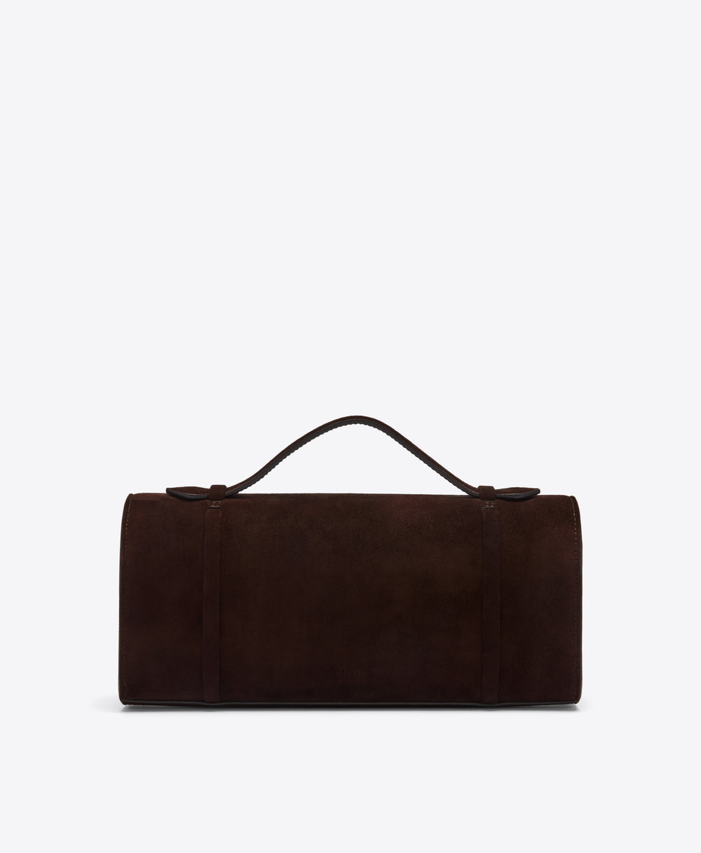 May Brown Suede Clutch Bag Malone Souliers