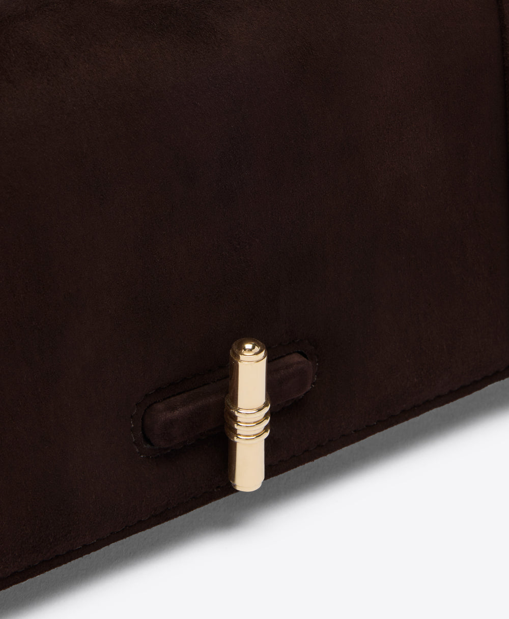 May Brown Suede Clutch Bag Malone Souliers